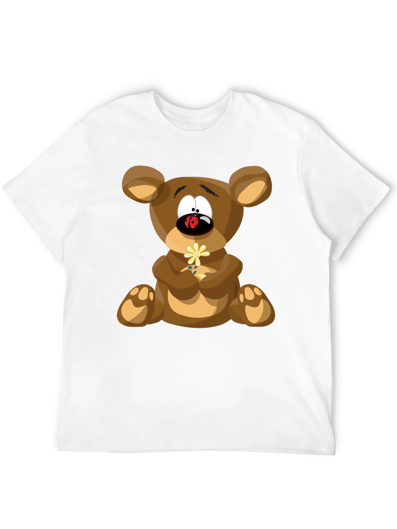 Cartoon Teddy Bear Graphic Tee - Black