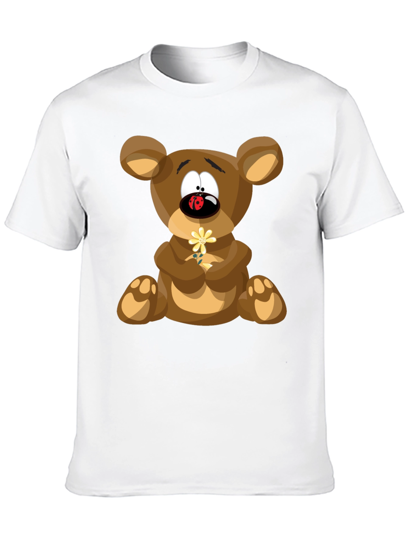 Cartoon Teddy Bear Graphic Tee - Black