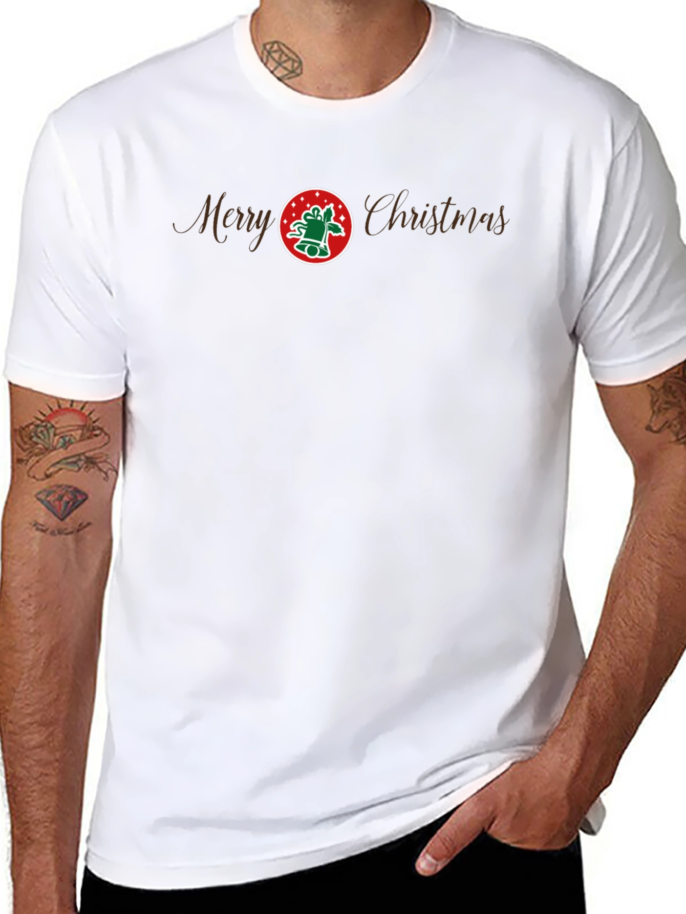 Merry Christmas Graphic Tee - Black Cotton Holiday Shirt