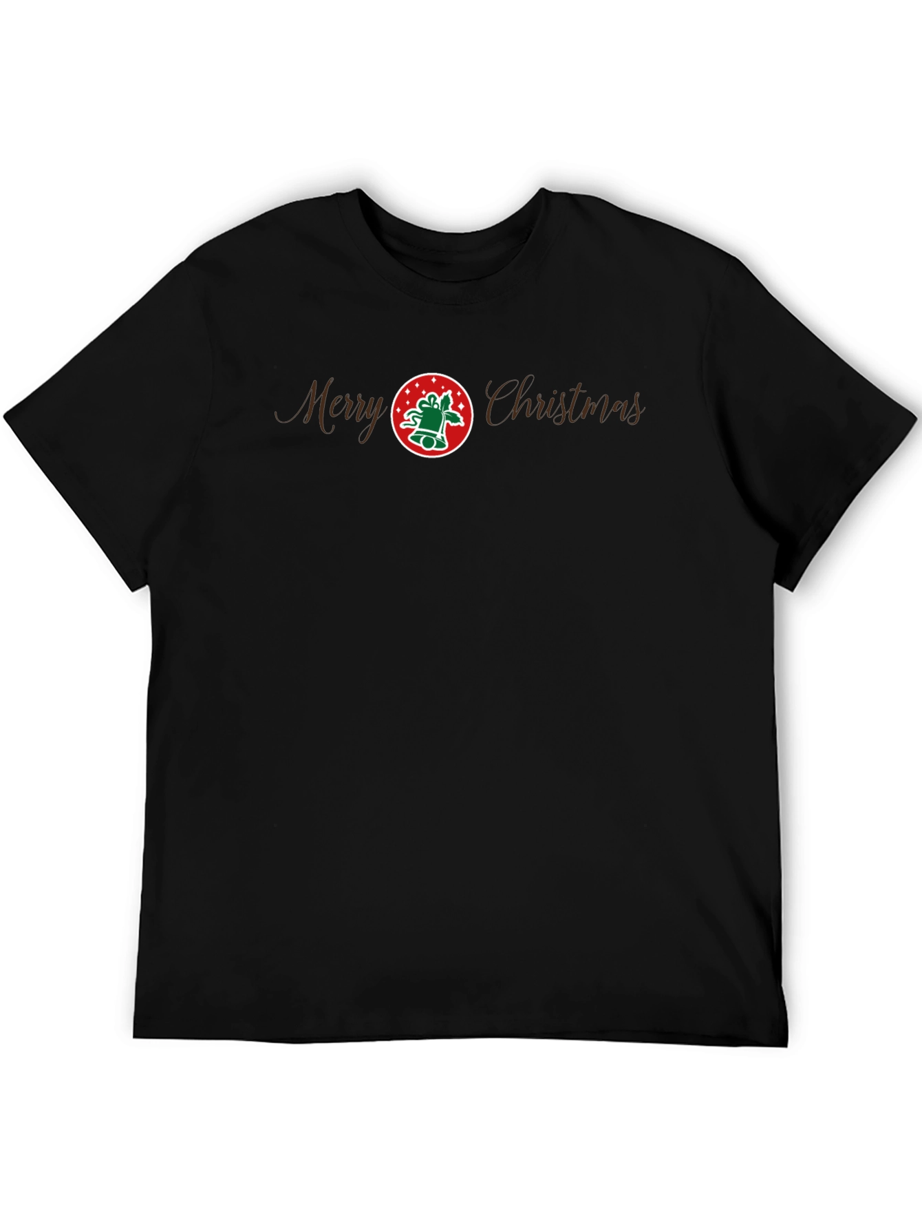 Merry Christmas Graphic Tee - Black Cotton Holiday Shirt