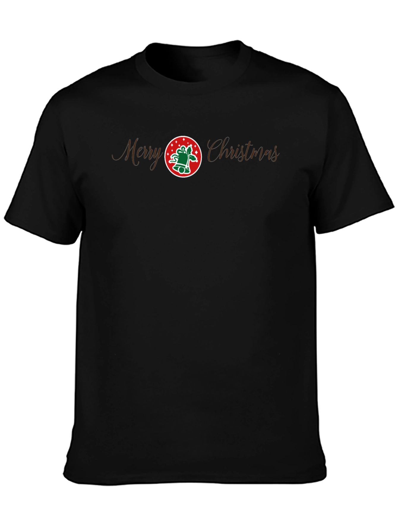 Merry Christmas Graphic Tee - Black Cotton Holiday Shirt