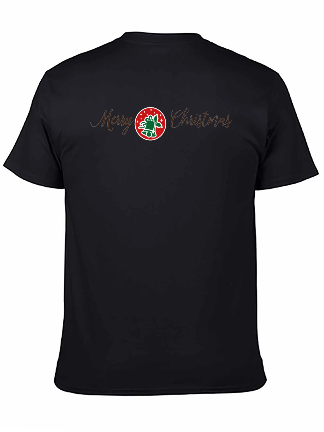 Merry Christmas Graphic Tee - Black Cotton Holiday Shirt