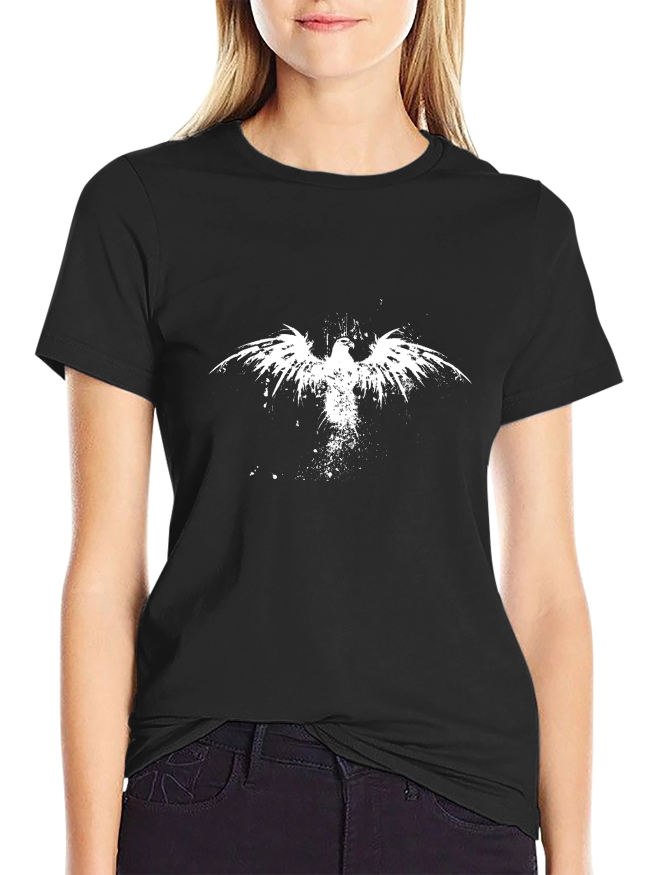Grunge Phoenix Graphic Black Tee