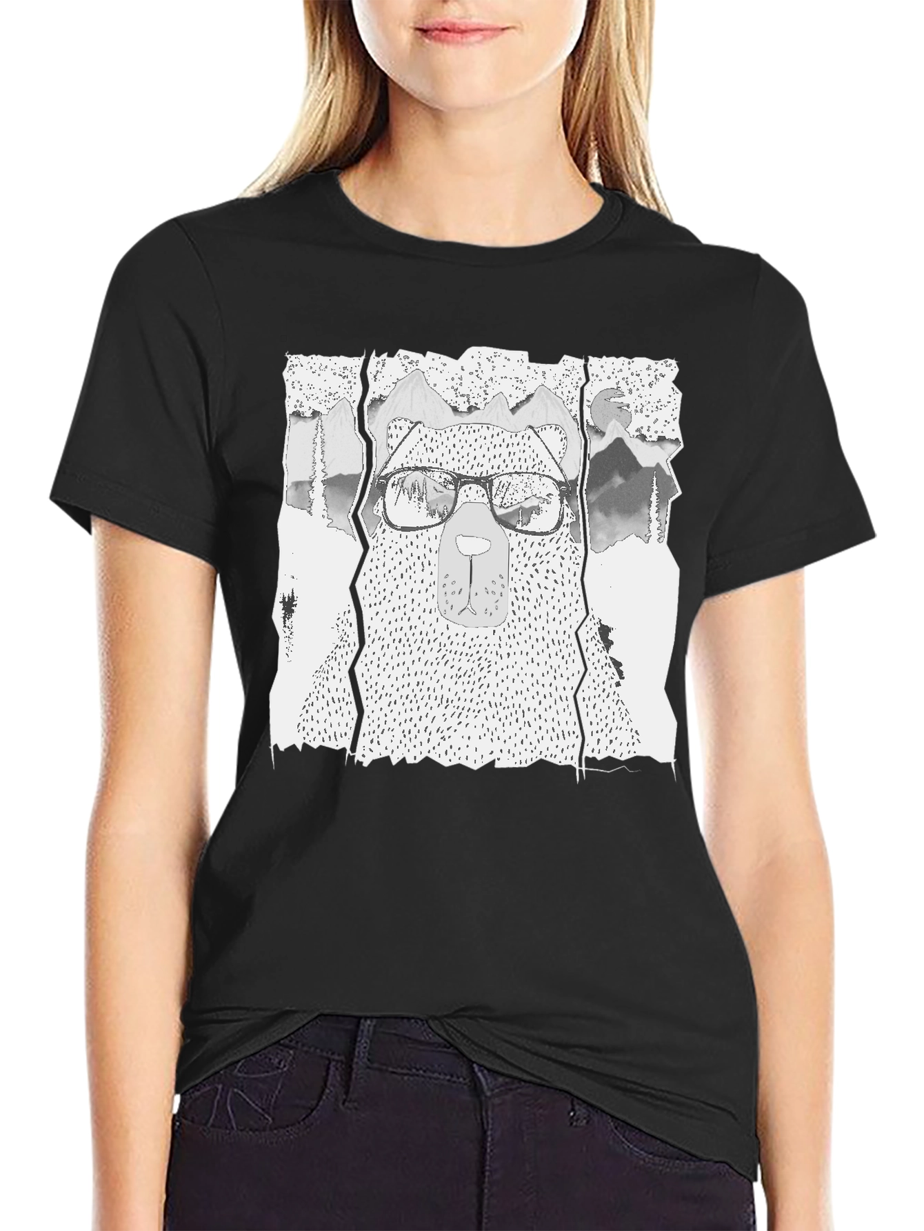 Bear with Glasses Graphic T-Shirt