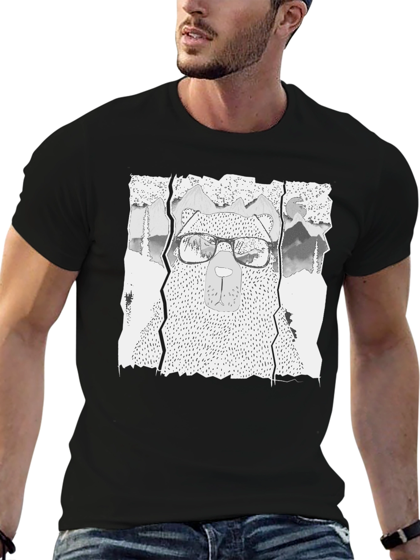 Bear with Glasses Graphic T-Shirt