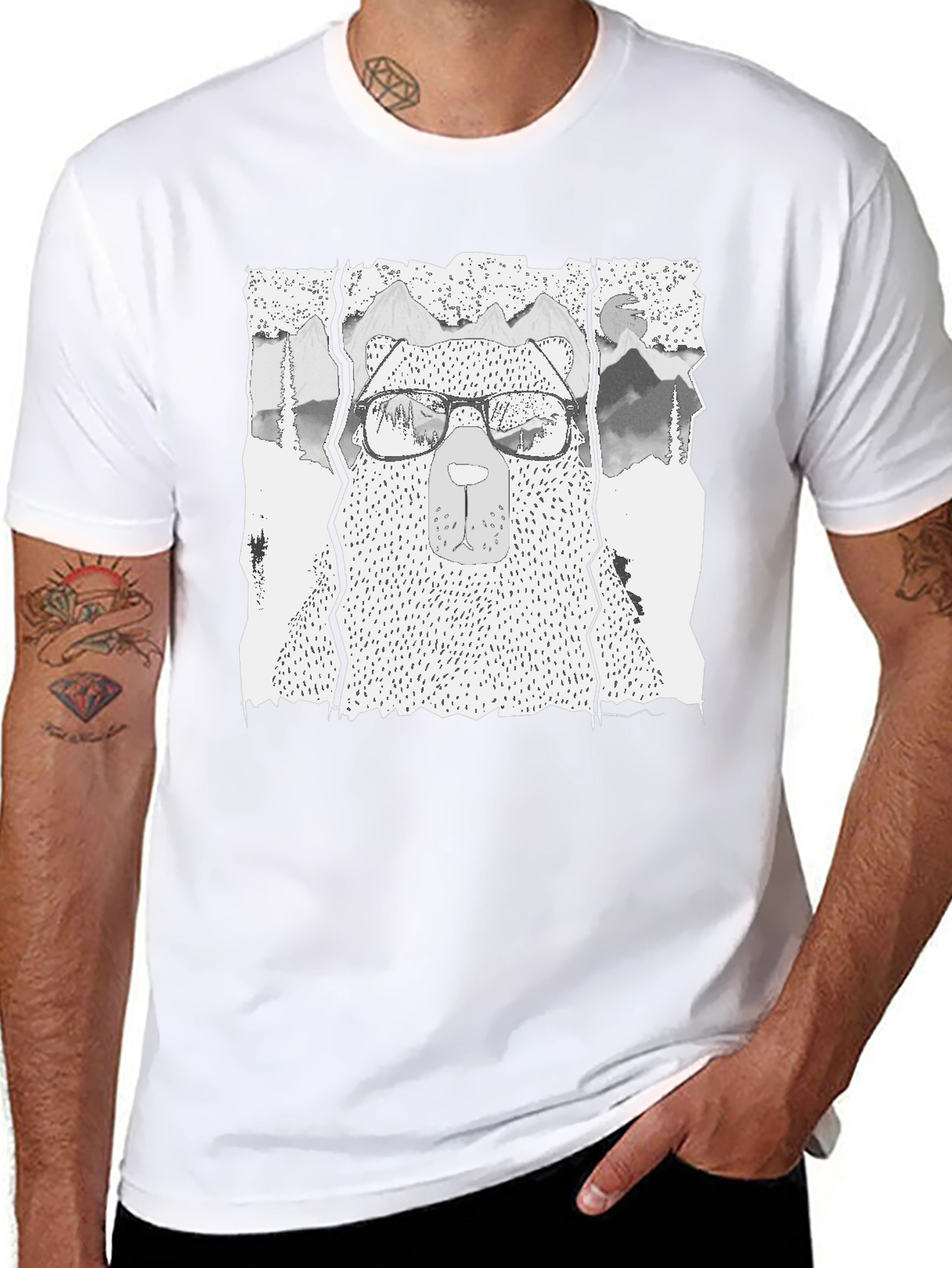 Bear with Glasses Graphic T-Shirt
