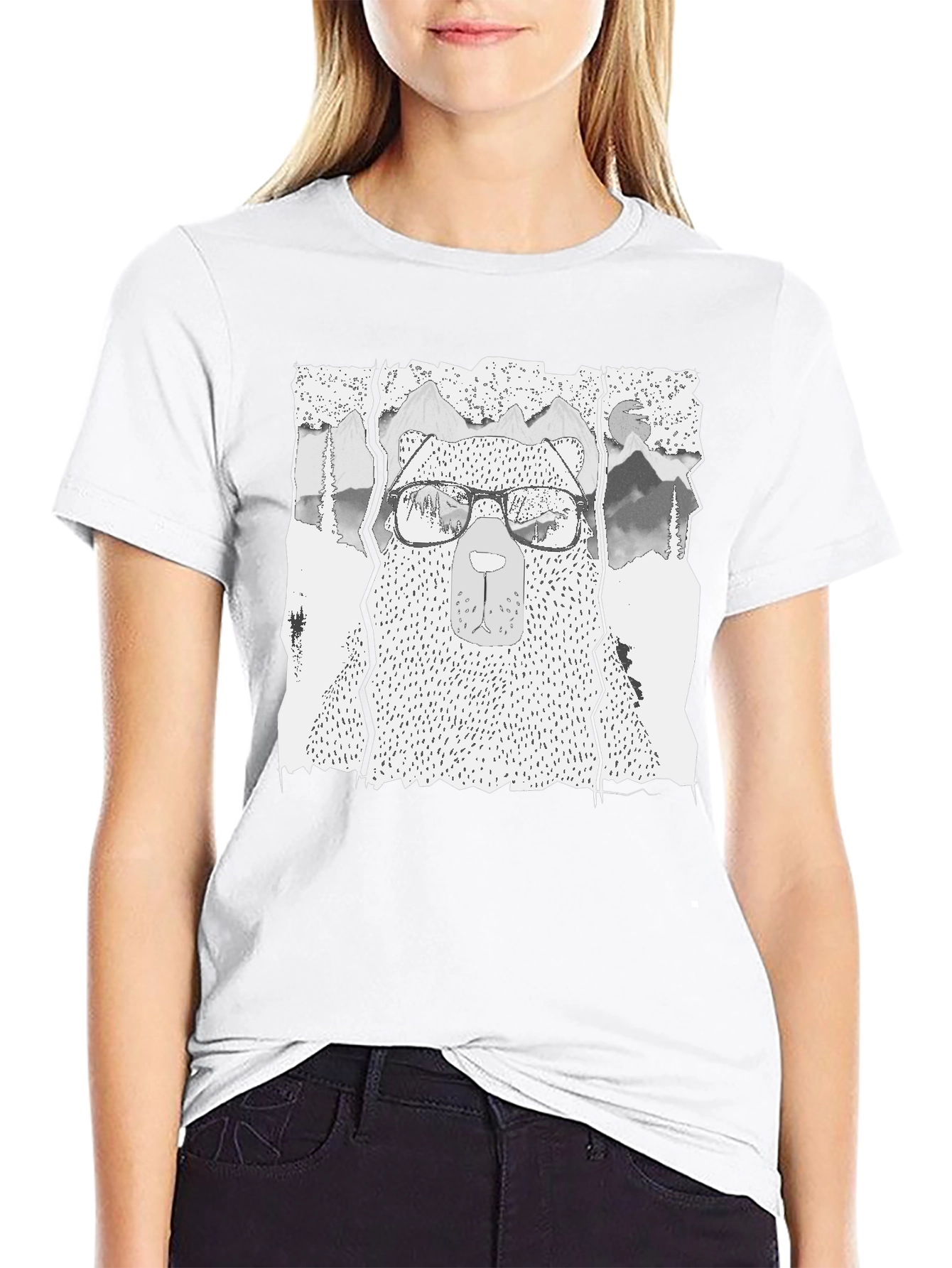 Bear with Glasses Graphic T-Shirt