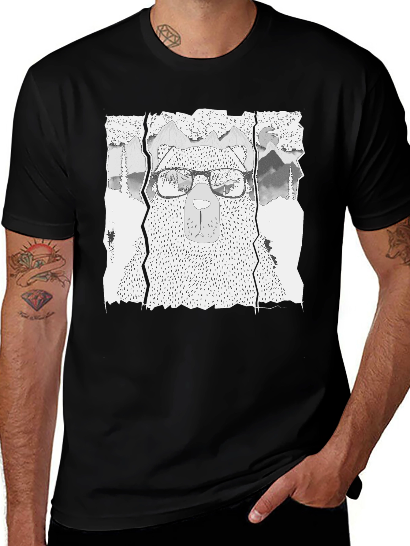 Bear with Glasses Graphic T-Shirt