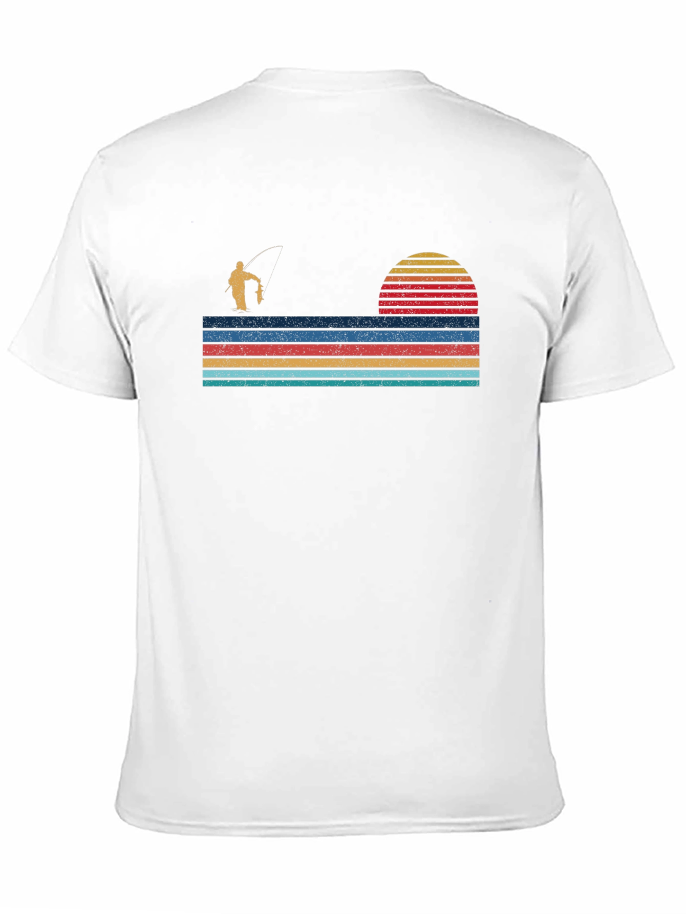 Retro Fishing T-Shirt - Sunset Fisherman Design