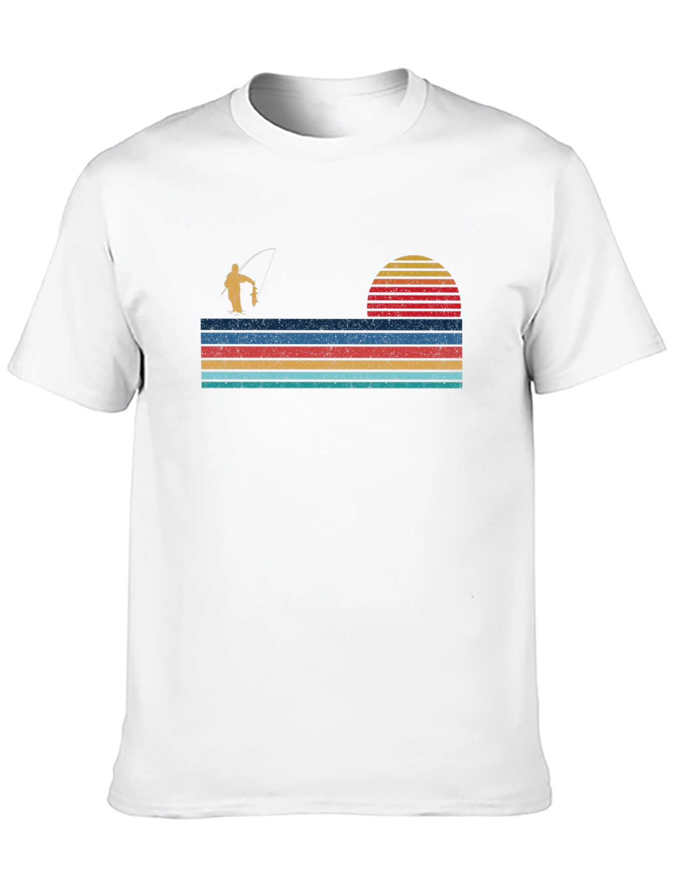 Retro Fishing T-Shirt - Sunset Fisherman Design
