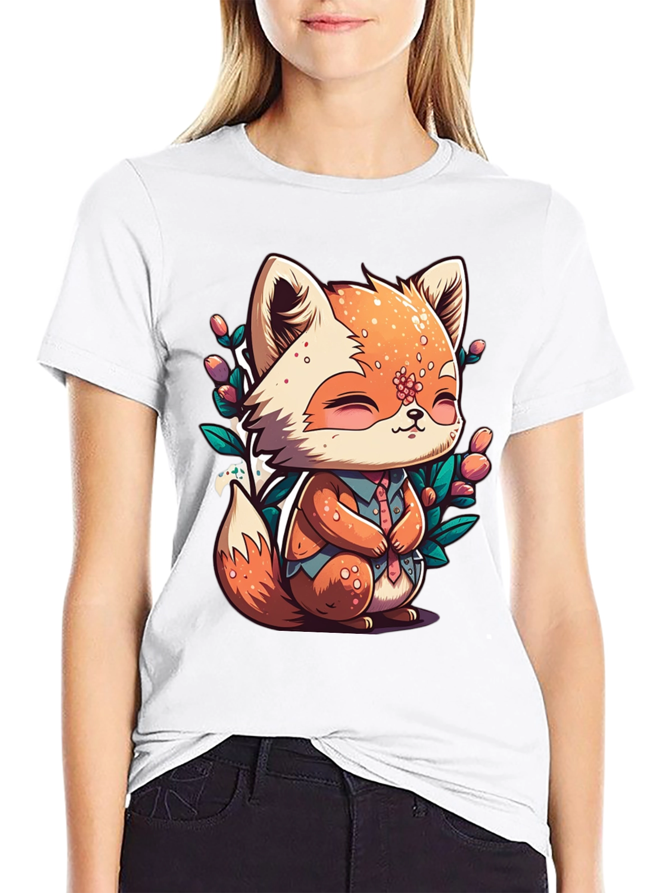 Cute Fox Graphic Tee - Soft Black Unisex Shirt