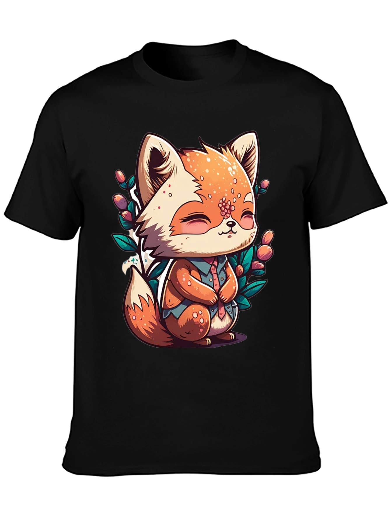 Cute Fox Graphic Tee - Soft Black Unisex Shirt