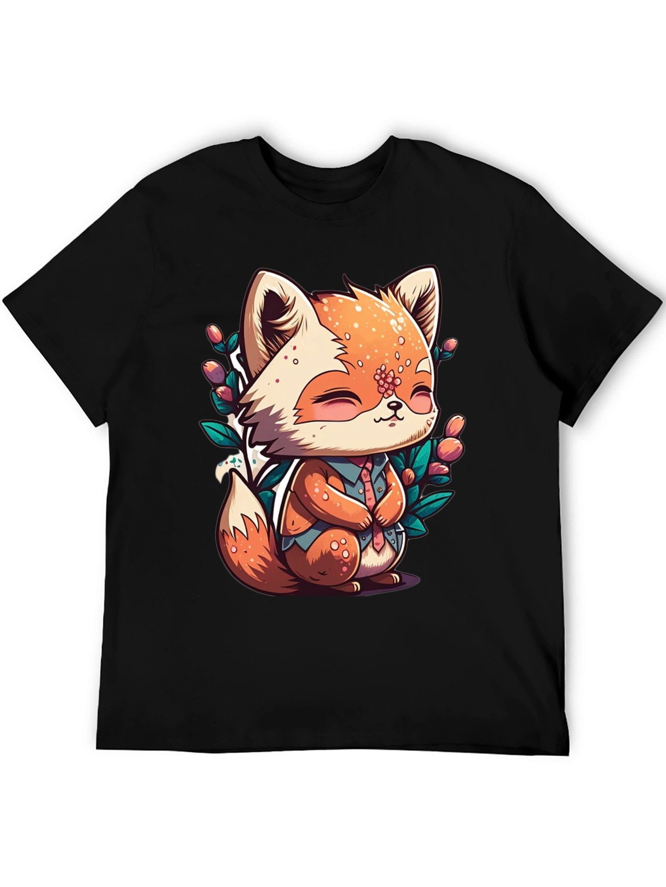 Cute Fox Graphic Tee - Soft Black Unisex Shirt