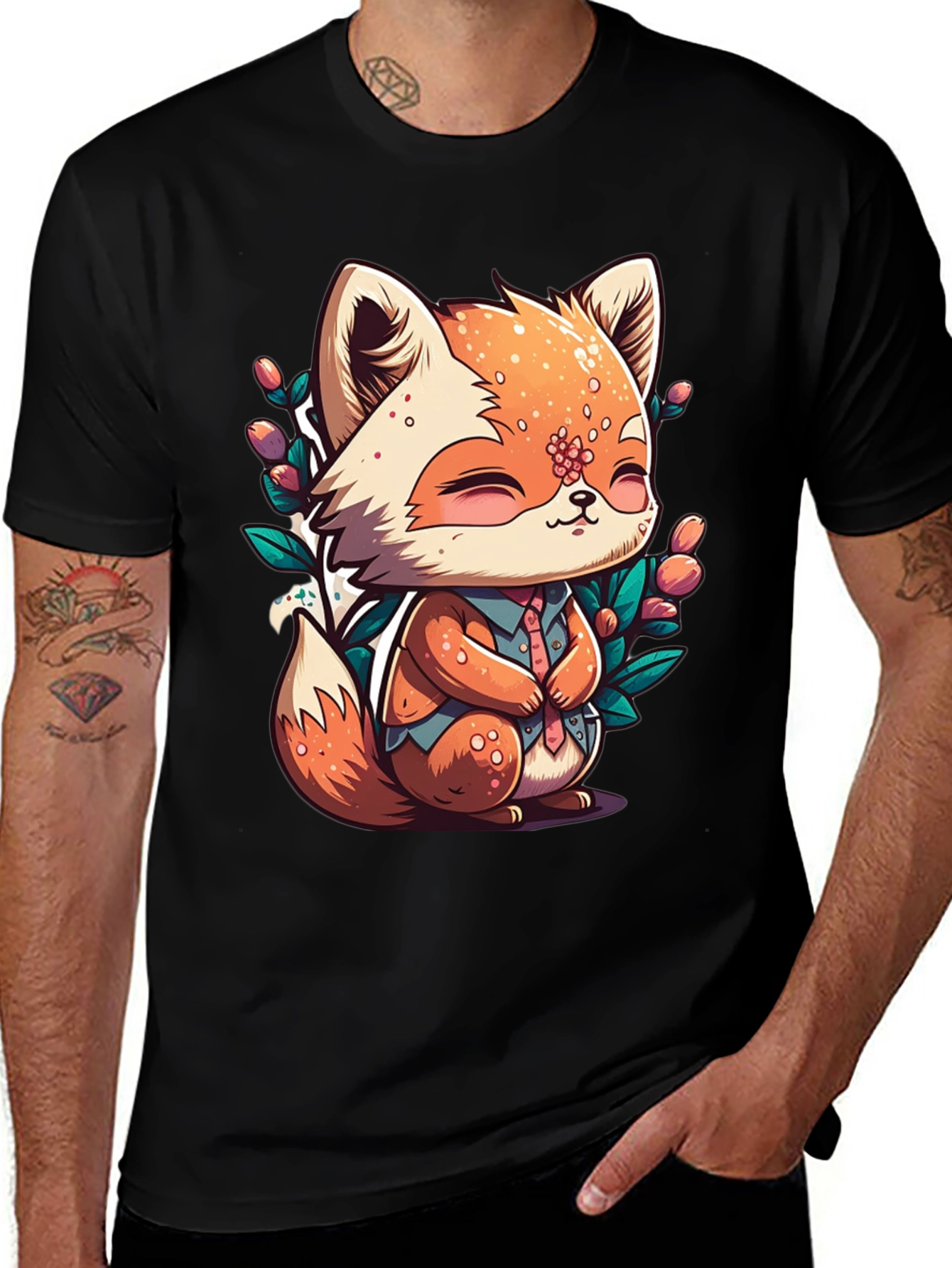 Cute Fox Graphic Tee - Soft Black Unisex Shirt