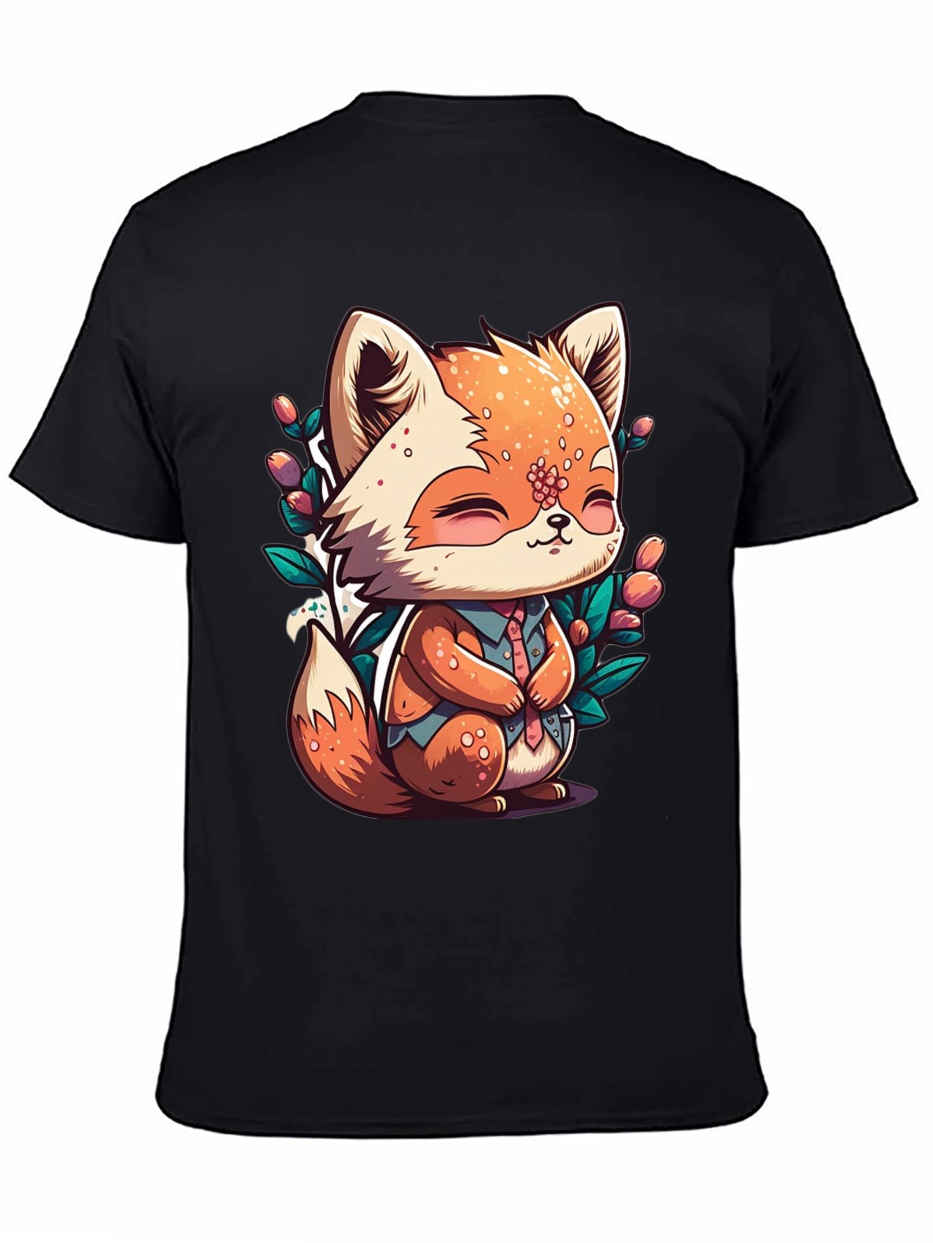 Cute Fox Graphic Tee - Soft Black Unisex Shirt