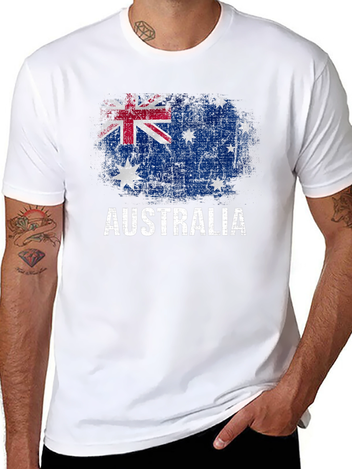 Australia Flag Graphic T-Shirt Distressed Print