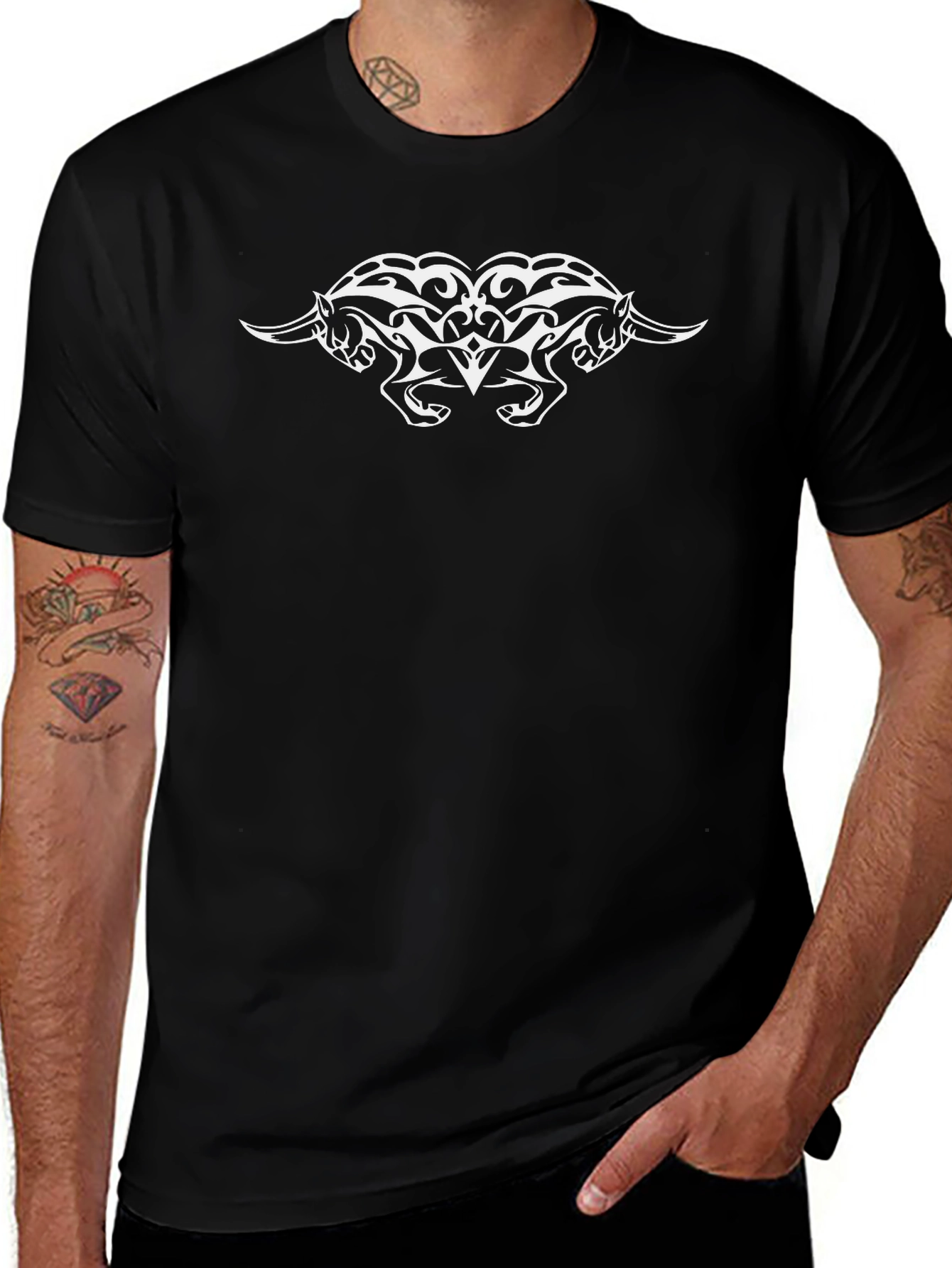 Tribal Bull Graphic Tee - Bold Black T-Shirt