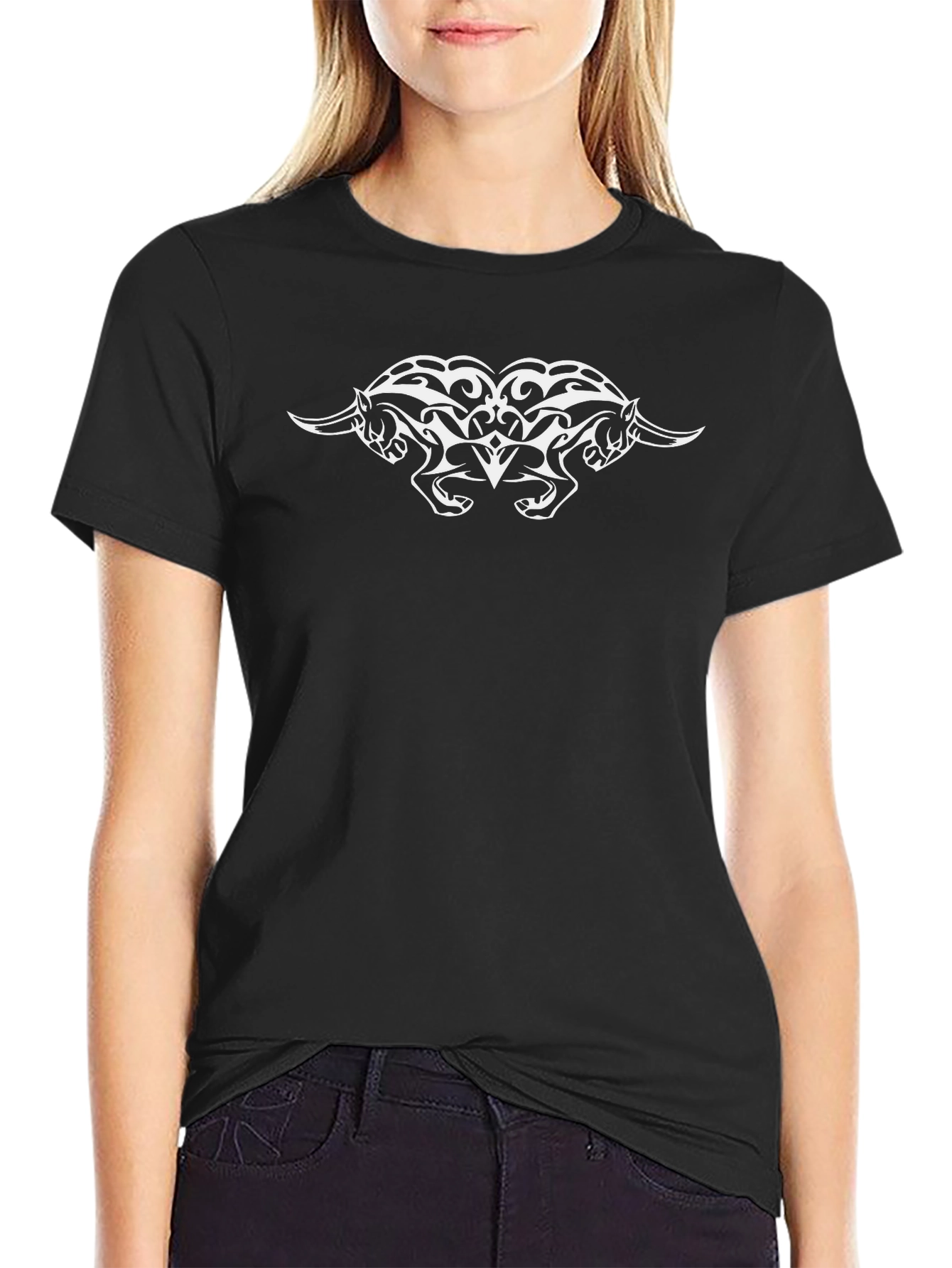 Tribal Bull Graphic Tee - Bold Black T-Shirt