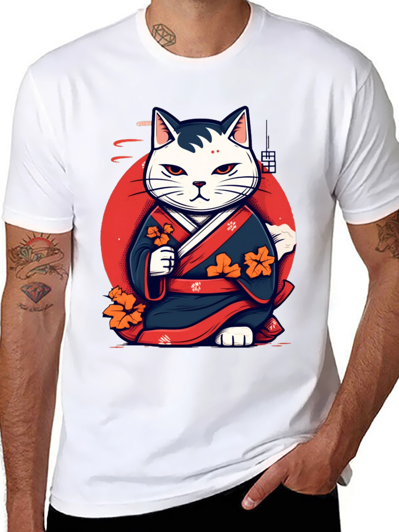 Japanese Cat Kimono Graphic Tee