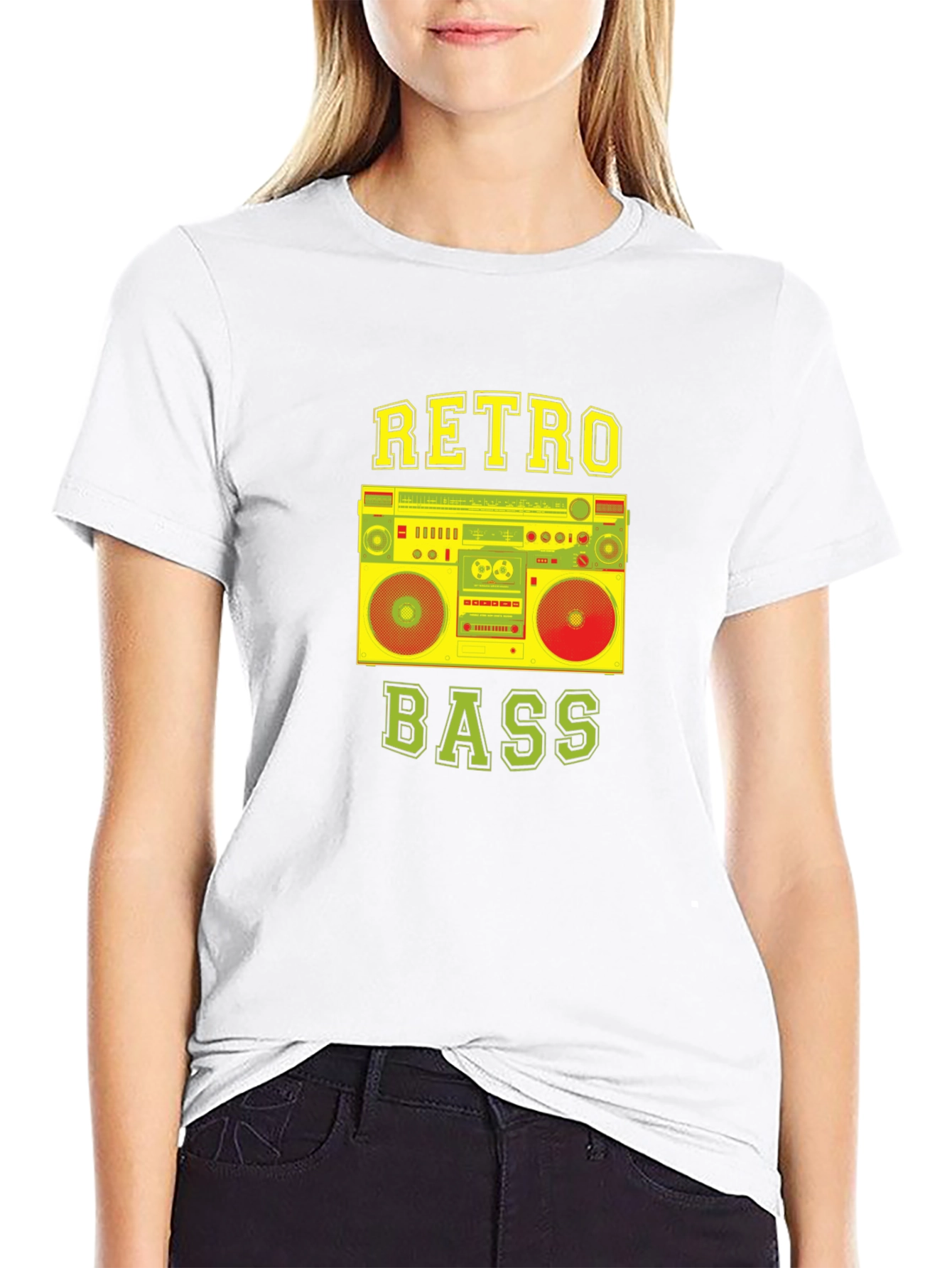 Retro Bass Boombox Graphic T-Shirt - Classic Music Style