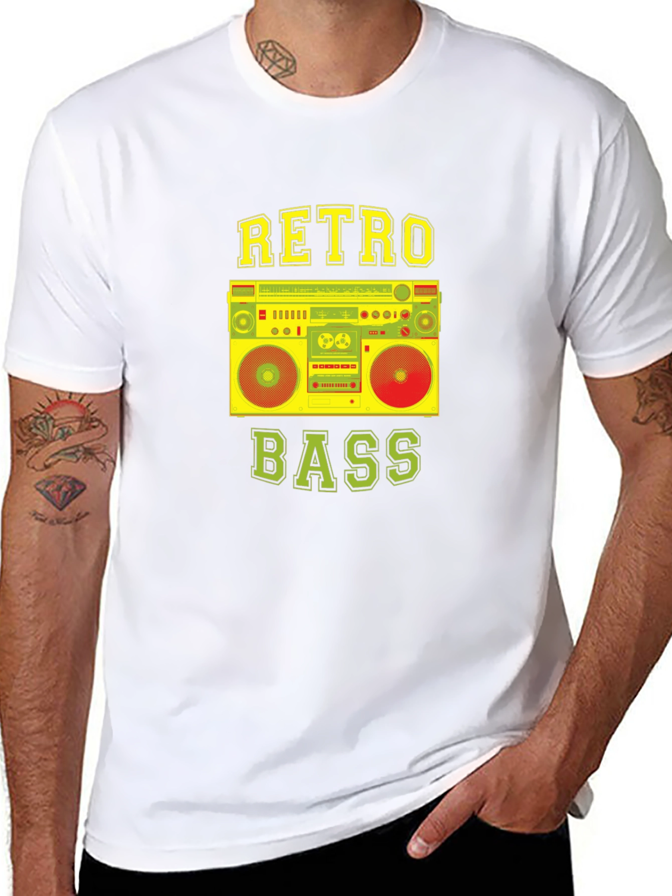 Retro Bass Boombox Graphic T-Shirt - Classic Music Style
