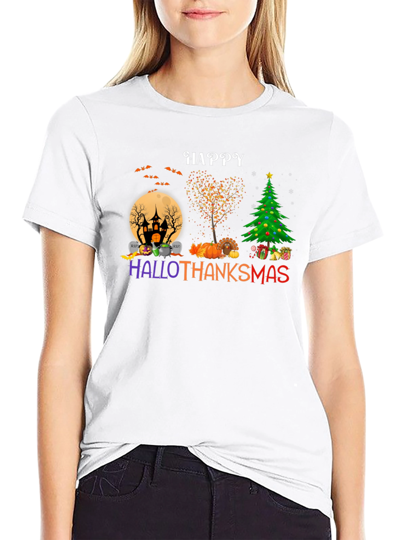 Happy HalloThanksmas T-Shirt - Holiday Mashup Tee