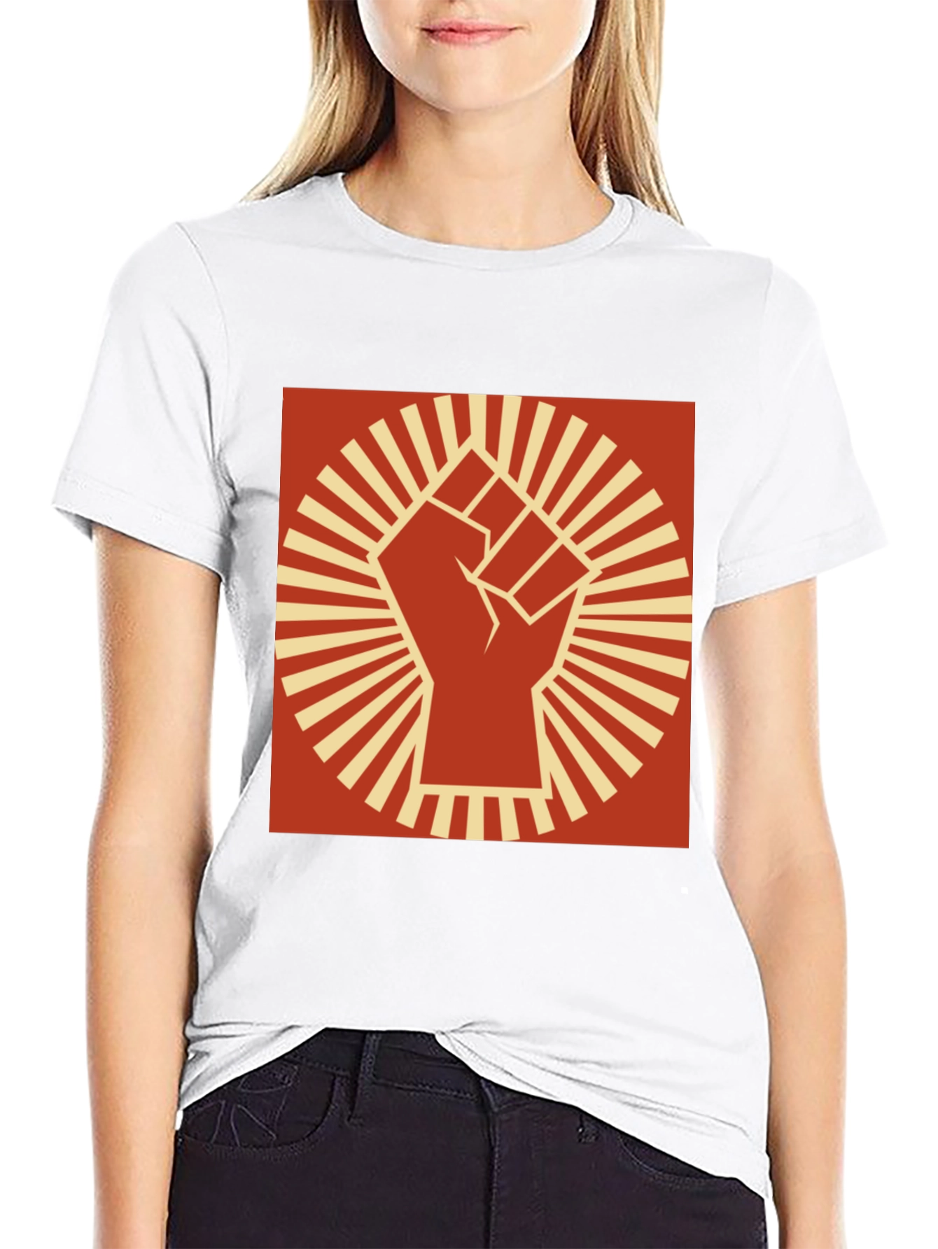 Fist Symbol Graphic Tee - Black Crew Neck