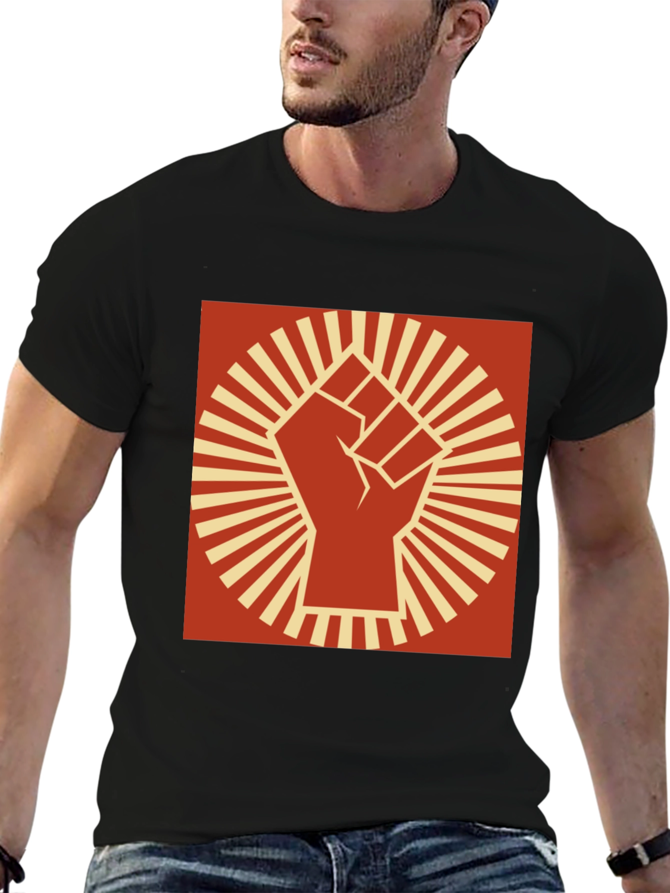 Fist Symbol Graphic Tee - Black Crew Neck