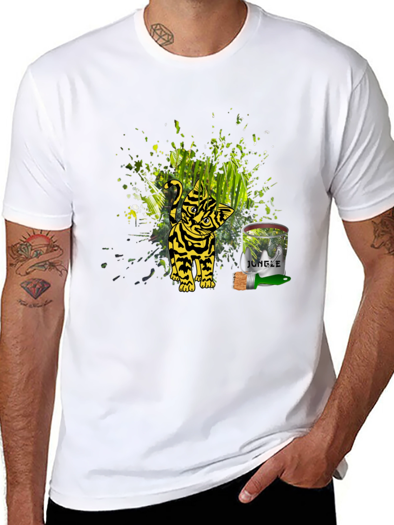 Jungle Cat Graphic Tee - Black Unisex T-Shirt