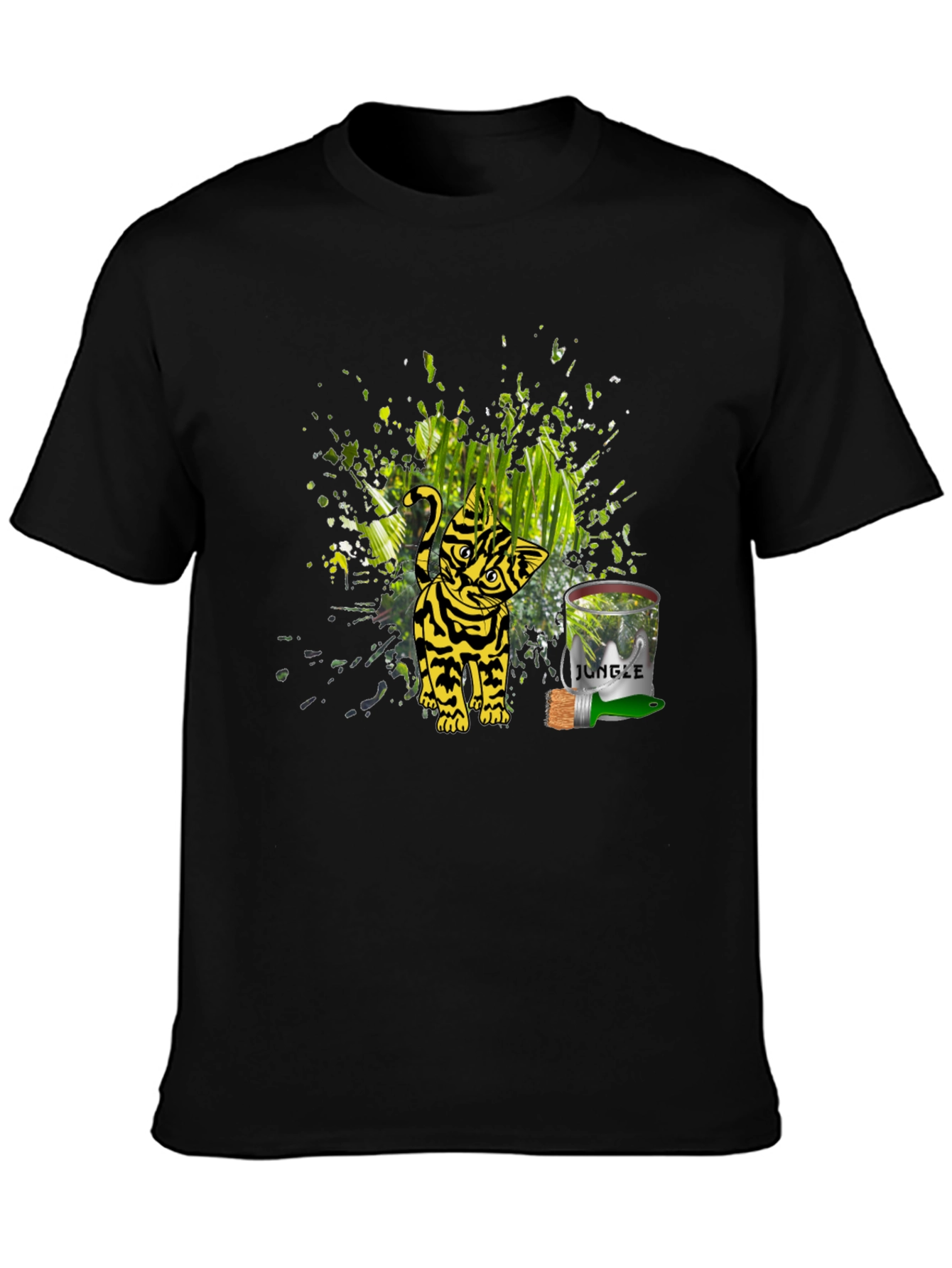 Jungle Cat Graphic Tee - Black Unisex T-Shirt