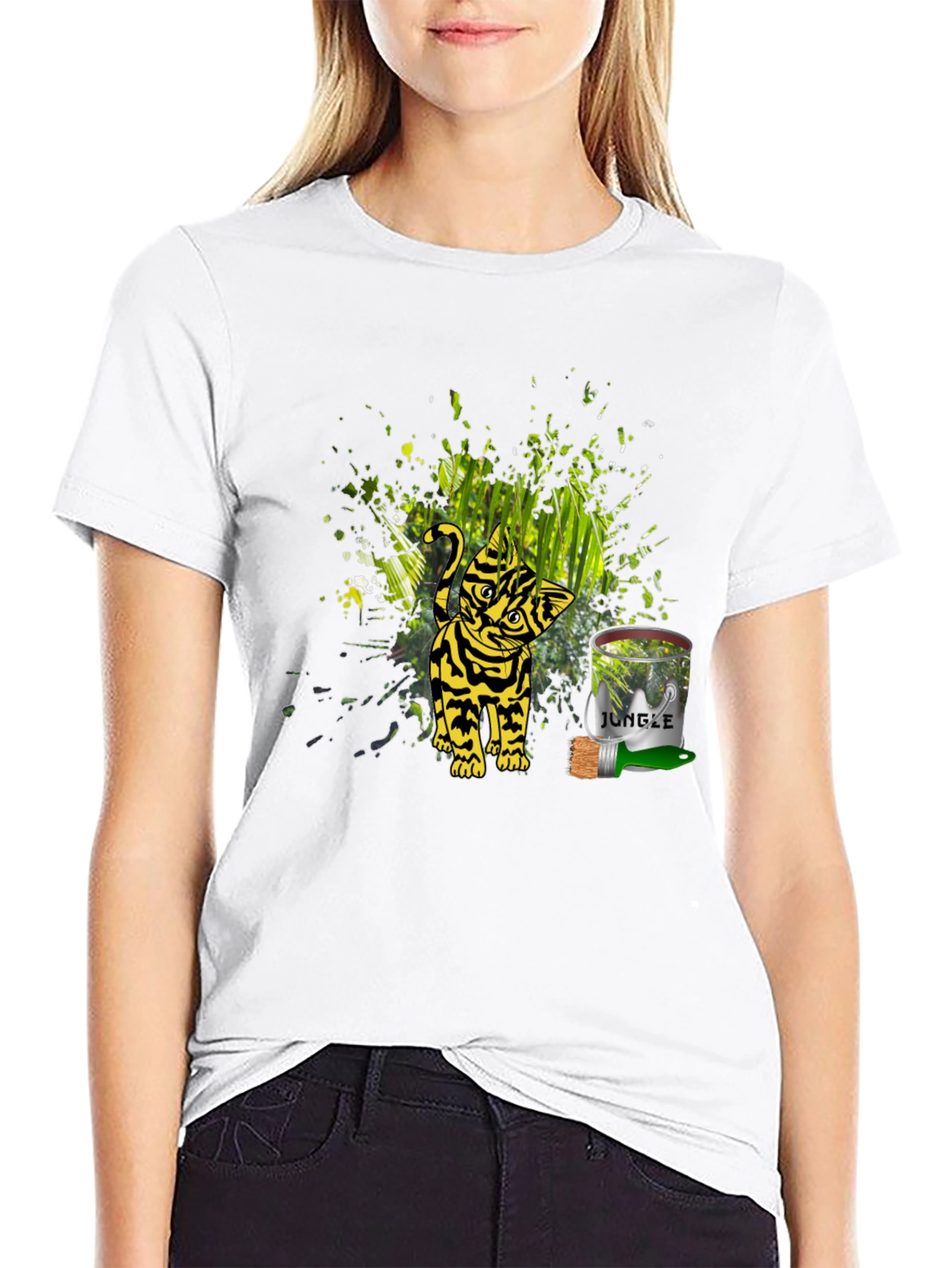 Jungle Cat Graphic Tee - Black Unisex T-Shirt