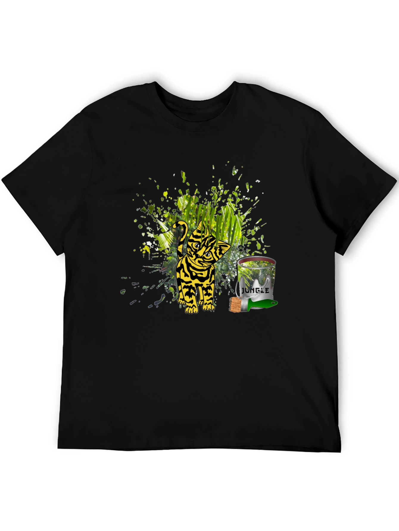 Jungle Cat Graphic Tee - Black Unisex T-Shirt