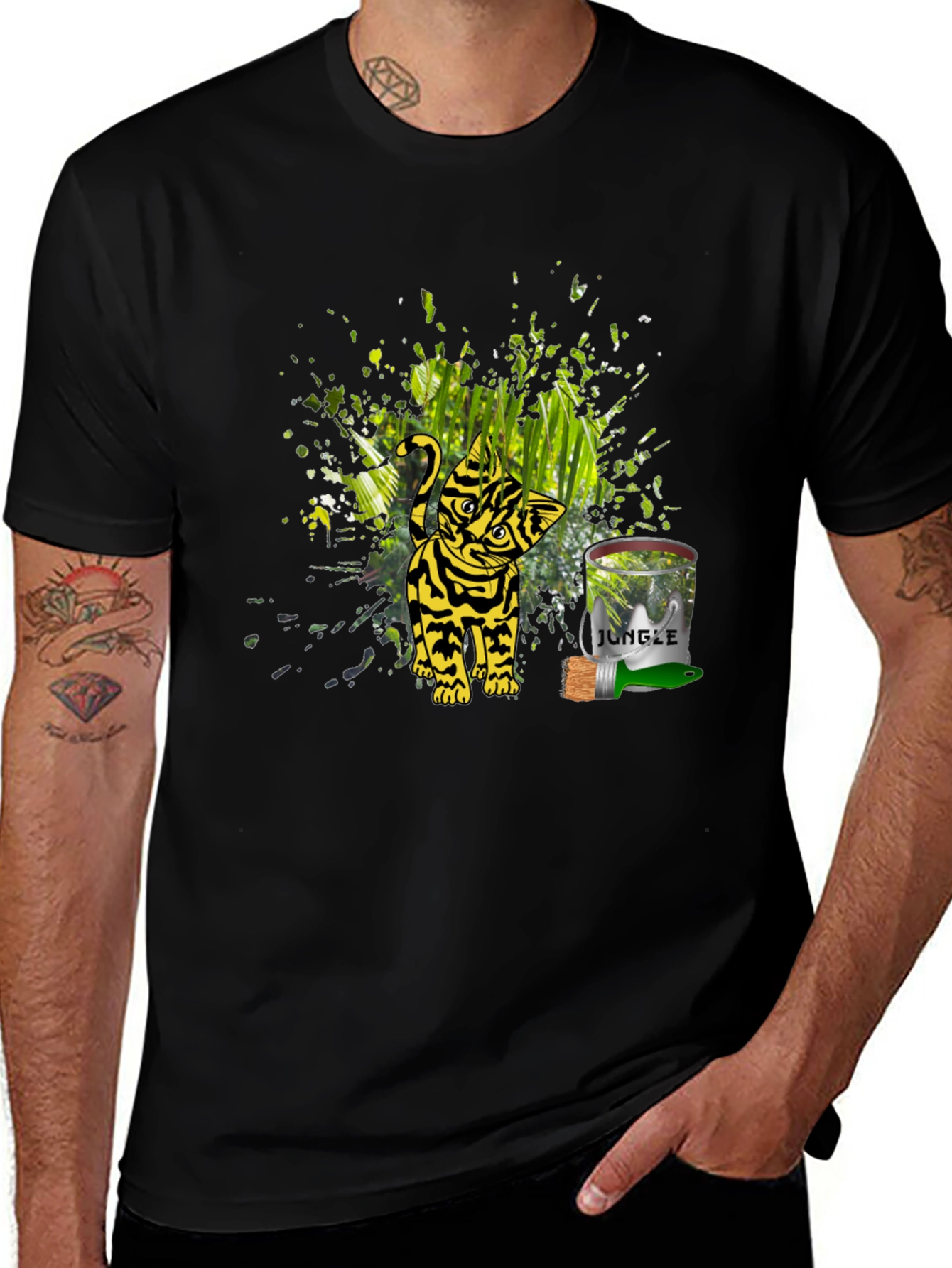 Jungle Cat Graphic Tee - Black Unisex T-Shirt