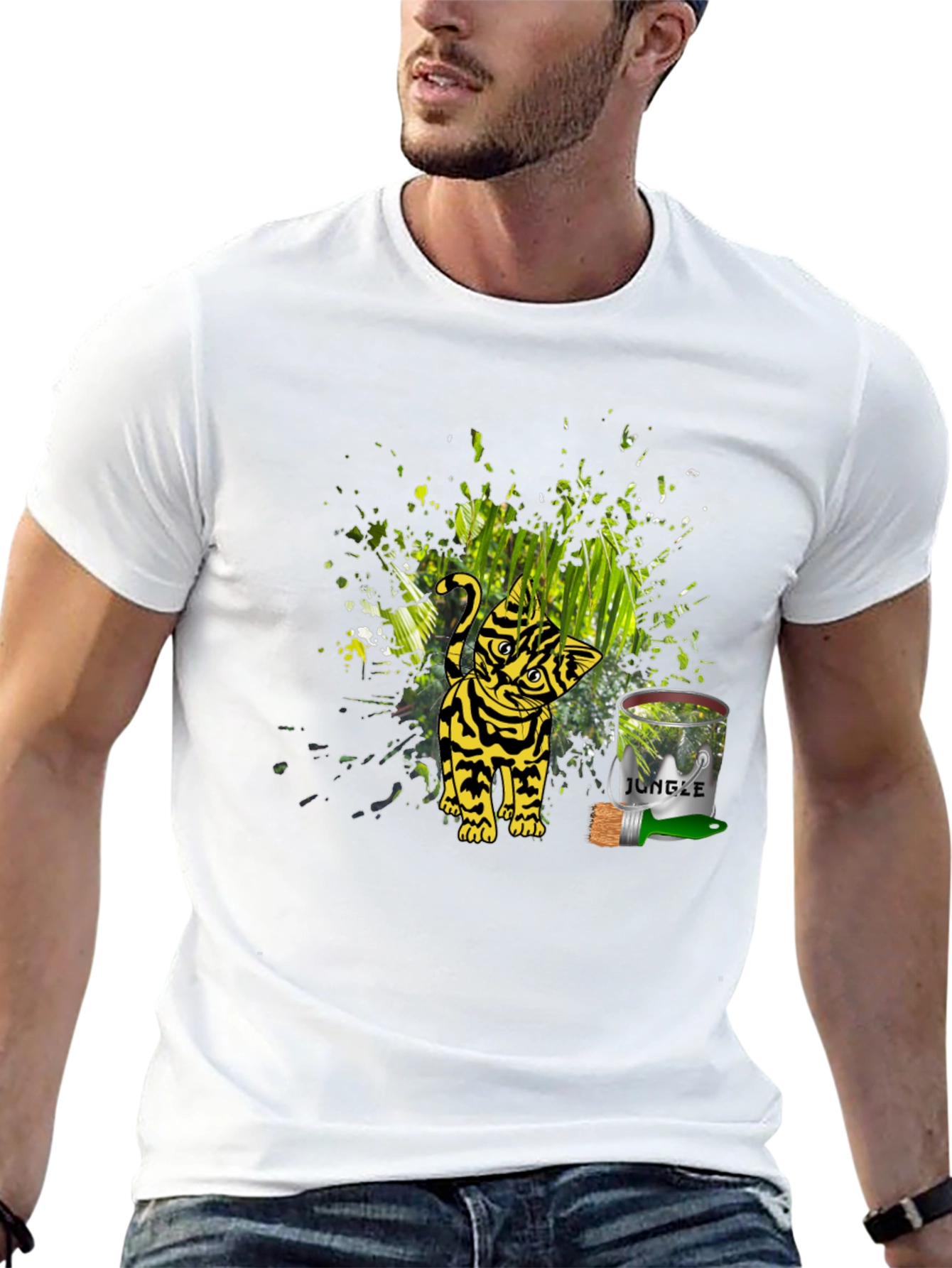 Jungle Cat Graphic Tee - Black Unisex T-Shirt