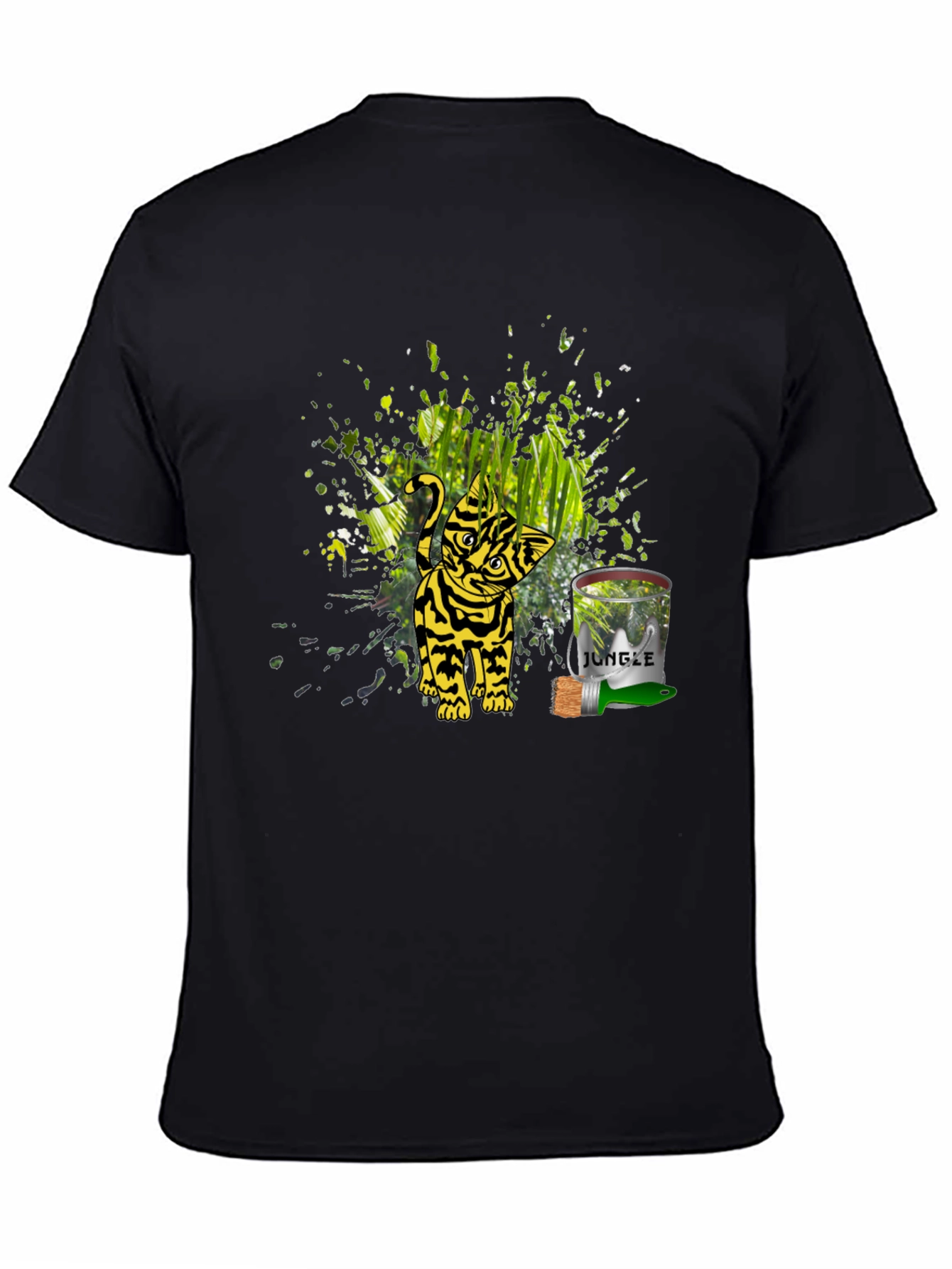 Jungle Cat Graphic Tee - Black Unisex T-Shirt