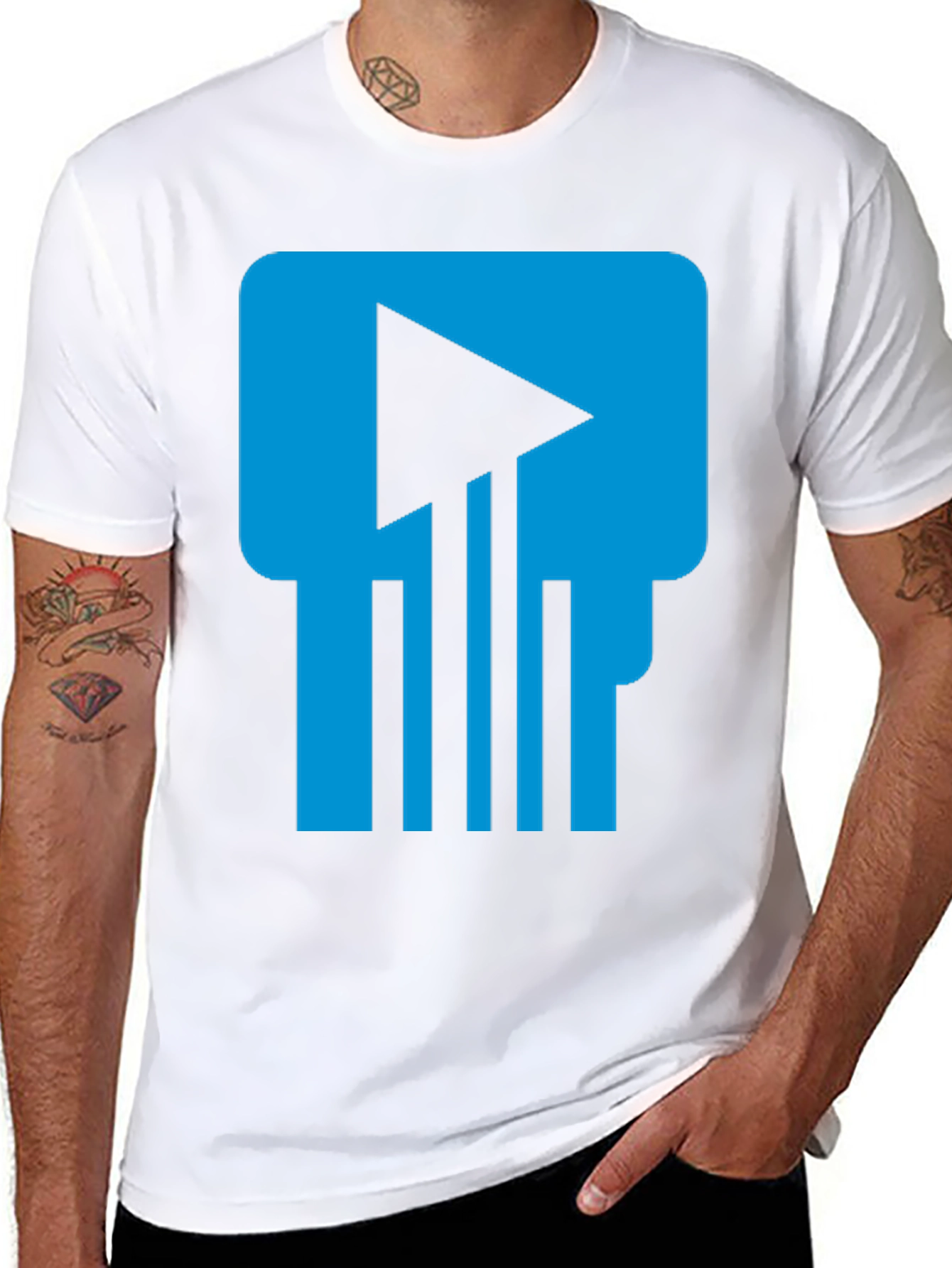 Tech Skull T-Shirt - Blue & Black Graphic Tee