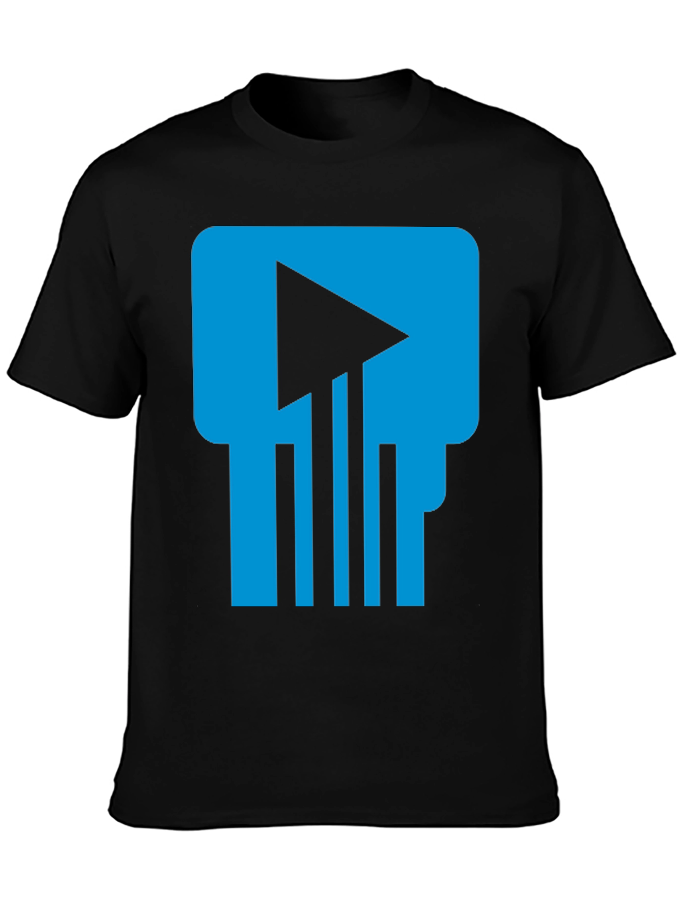 Tech Skull T-Shirt - Blue & Black Graphic Tee