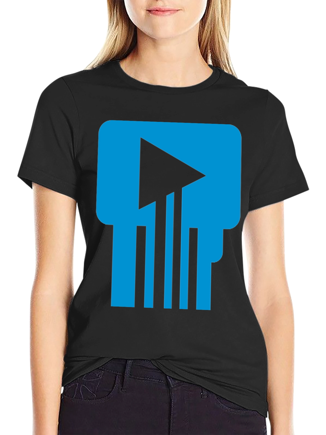 Tech Skull T-Shirt - Blue & Black Graphic Tee