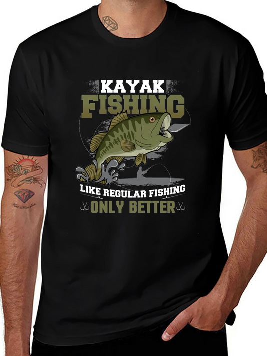 Kayak Fishing Graphic Tee - Only Better Black T-Shirt