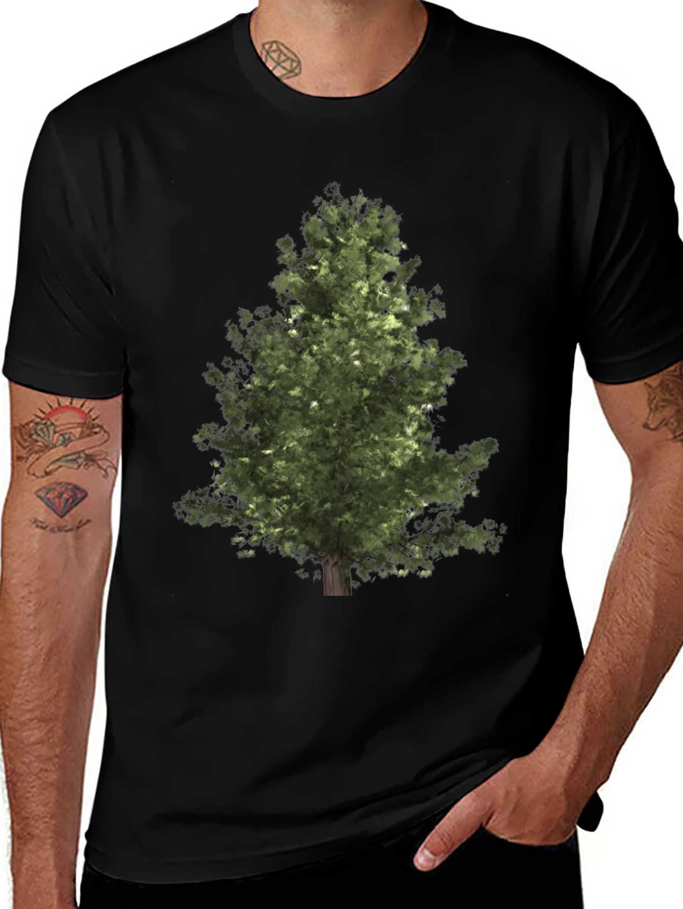 Natures Embrace: Tree Graphic Black T-Shirt