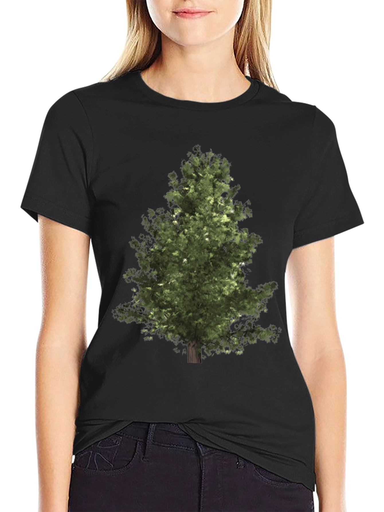 Natures Embrace: Tree Graphic Black T-Shirt