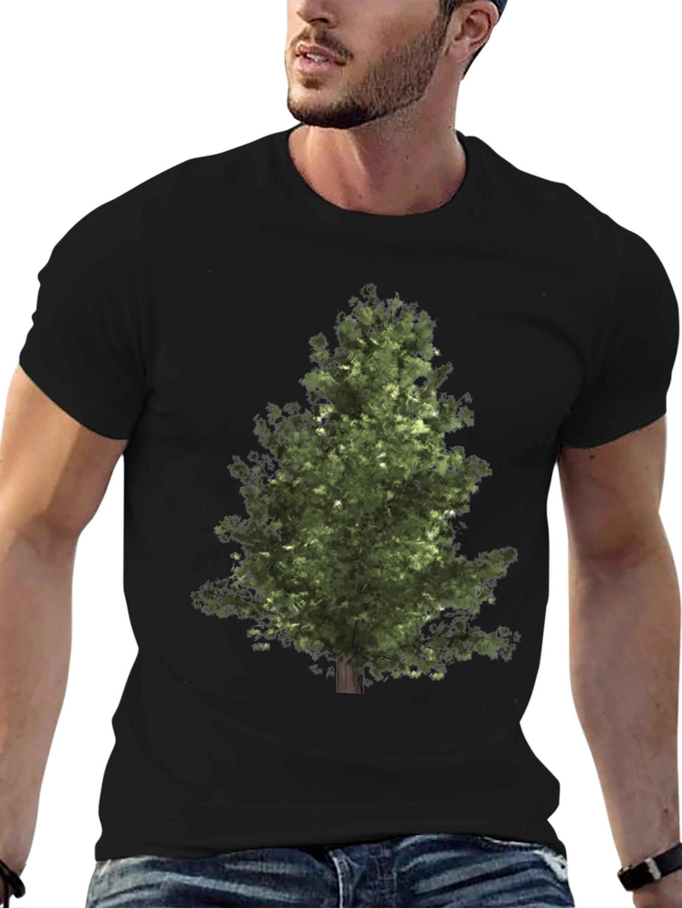 Natures Embrace: Tree Graphic Black T-Shirt