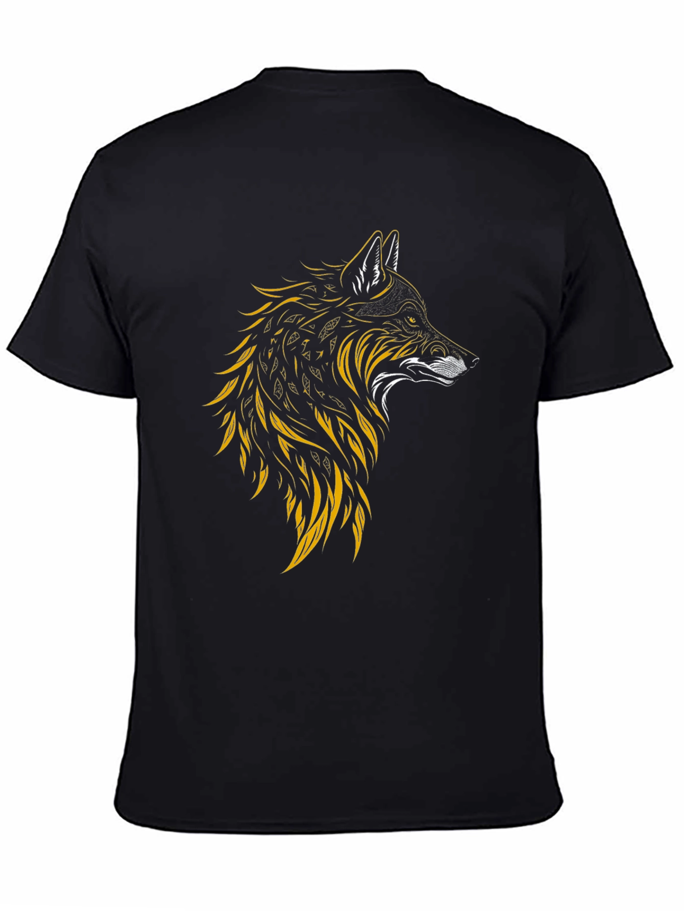 Wolf Graphic Print Tee - Stylish Mens Black T-Shirt