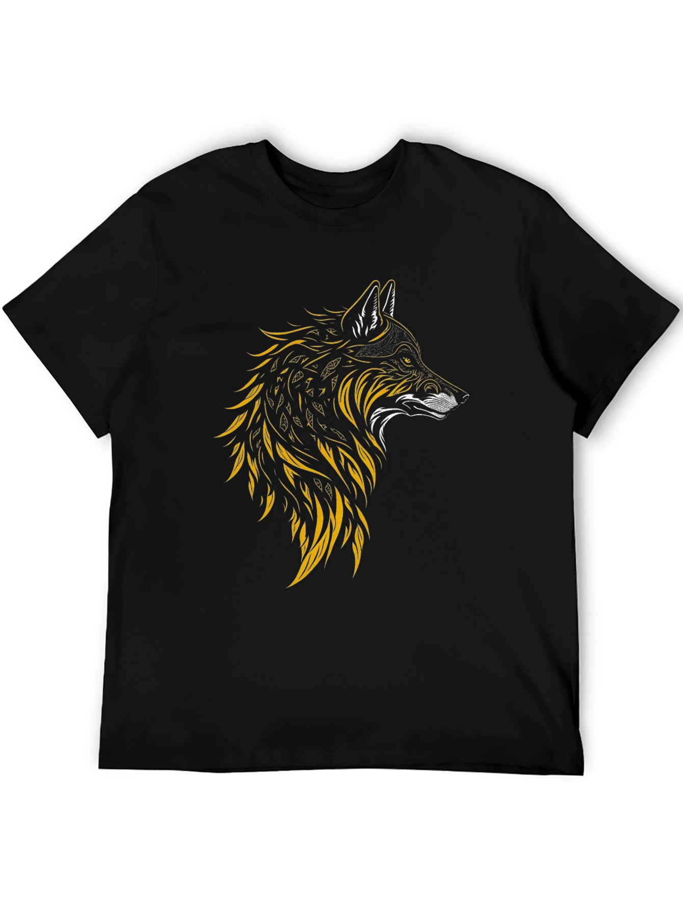 Wolf Graphic Print Tee - Stylish Mens Black T-Shirt
