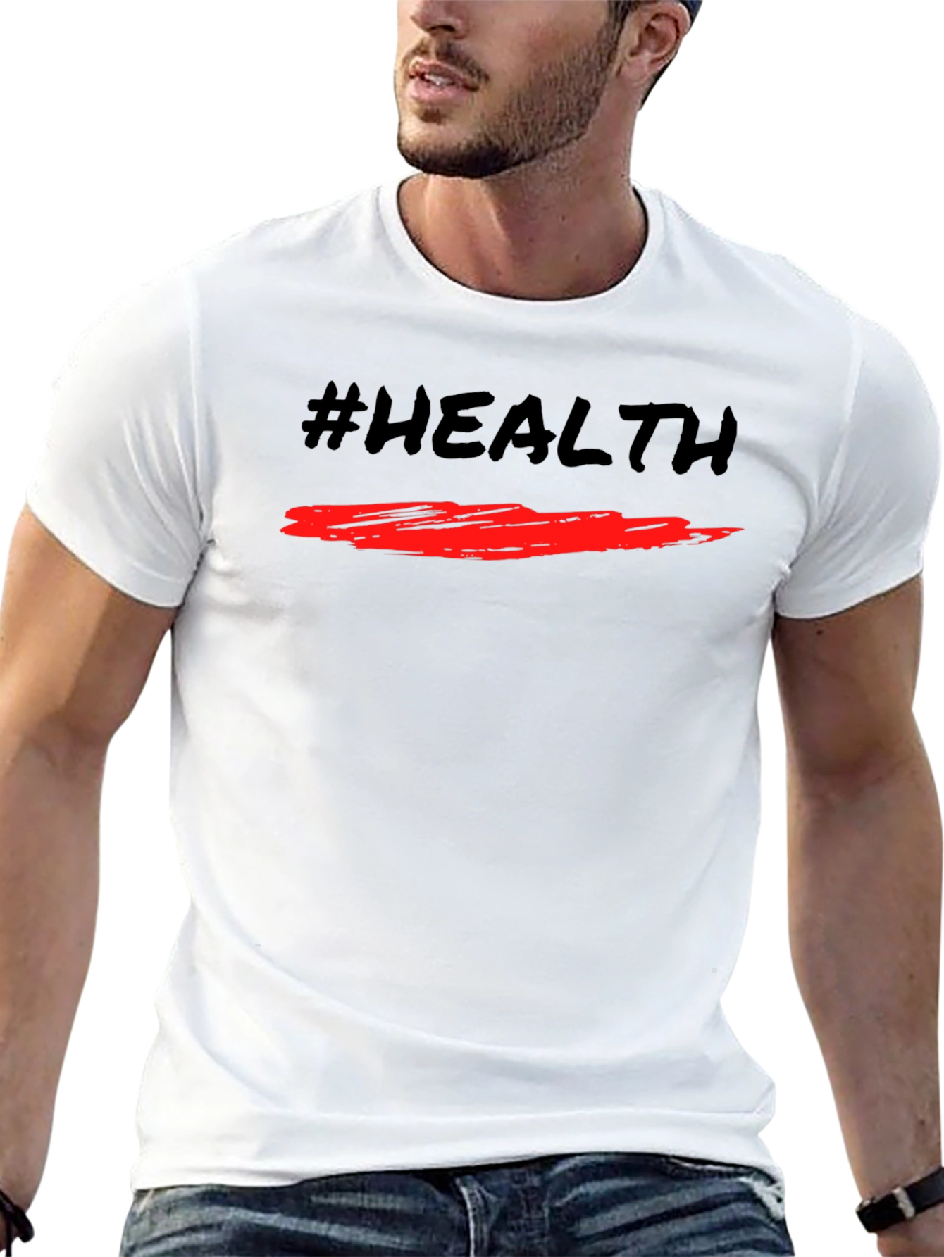 #Health Black Graphic Tee - Stylish Fitness T-Shirt