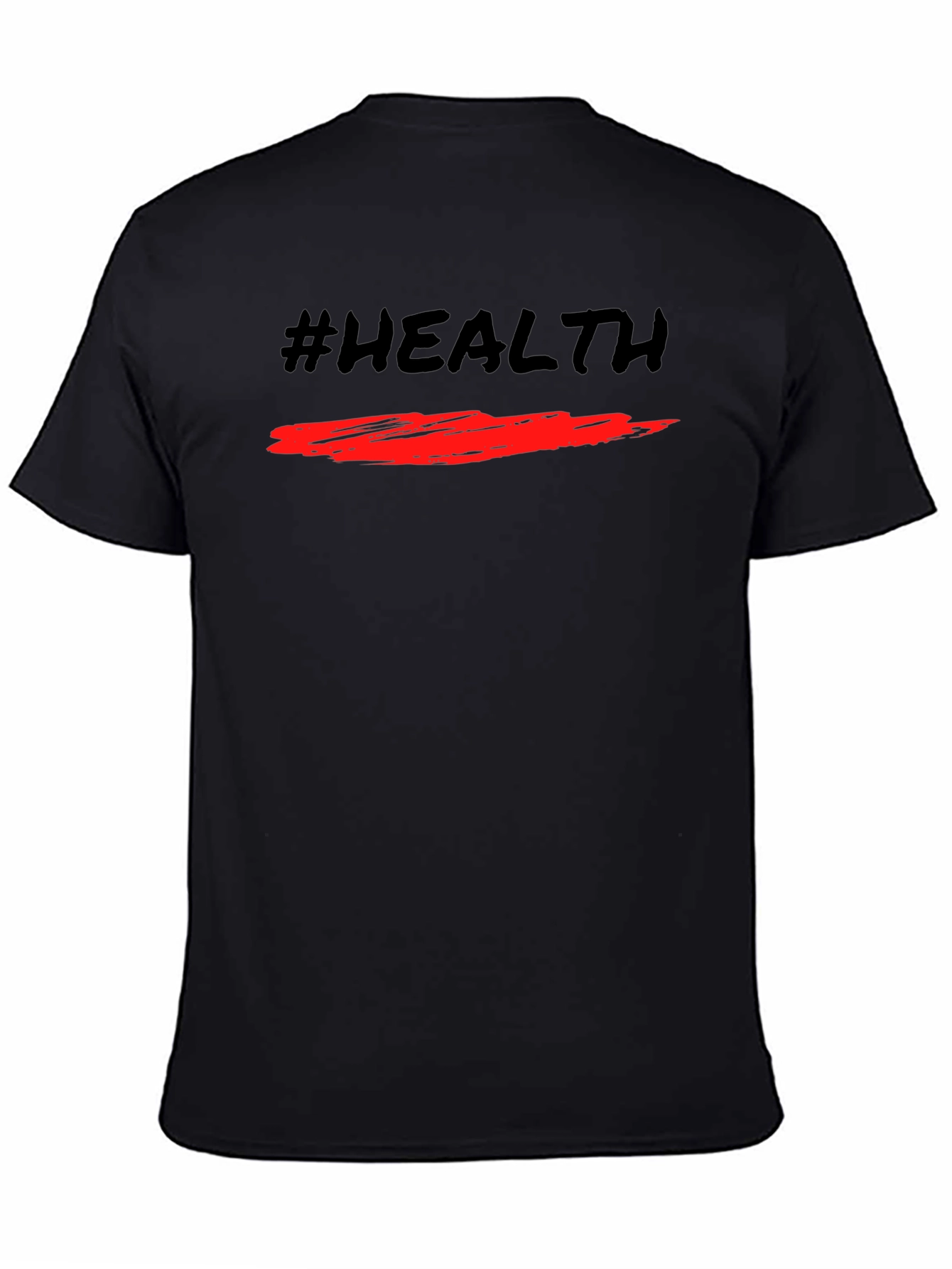 #Health Black Graphic Tee - Stylish Fitness T-Shirt