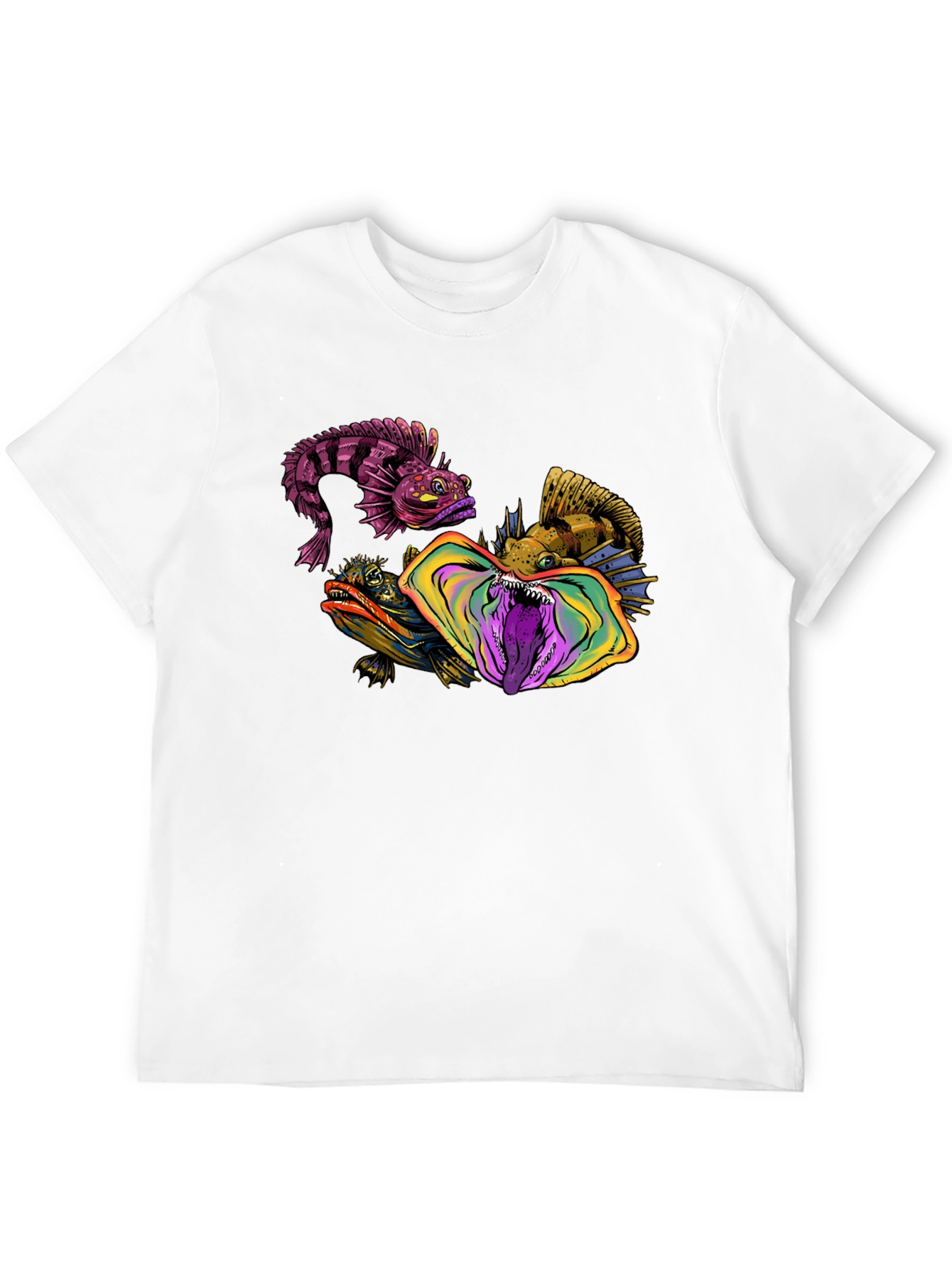 Unique Fish Graphic Print Black Tee