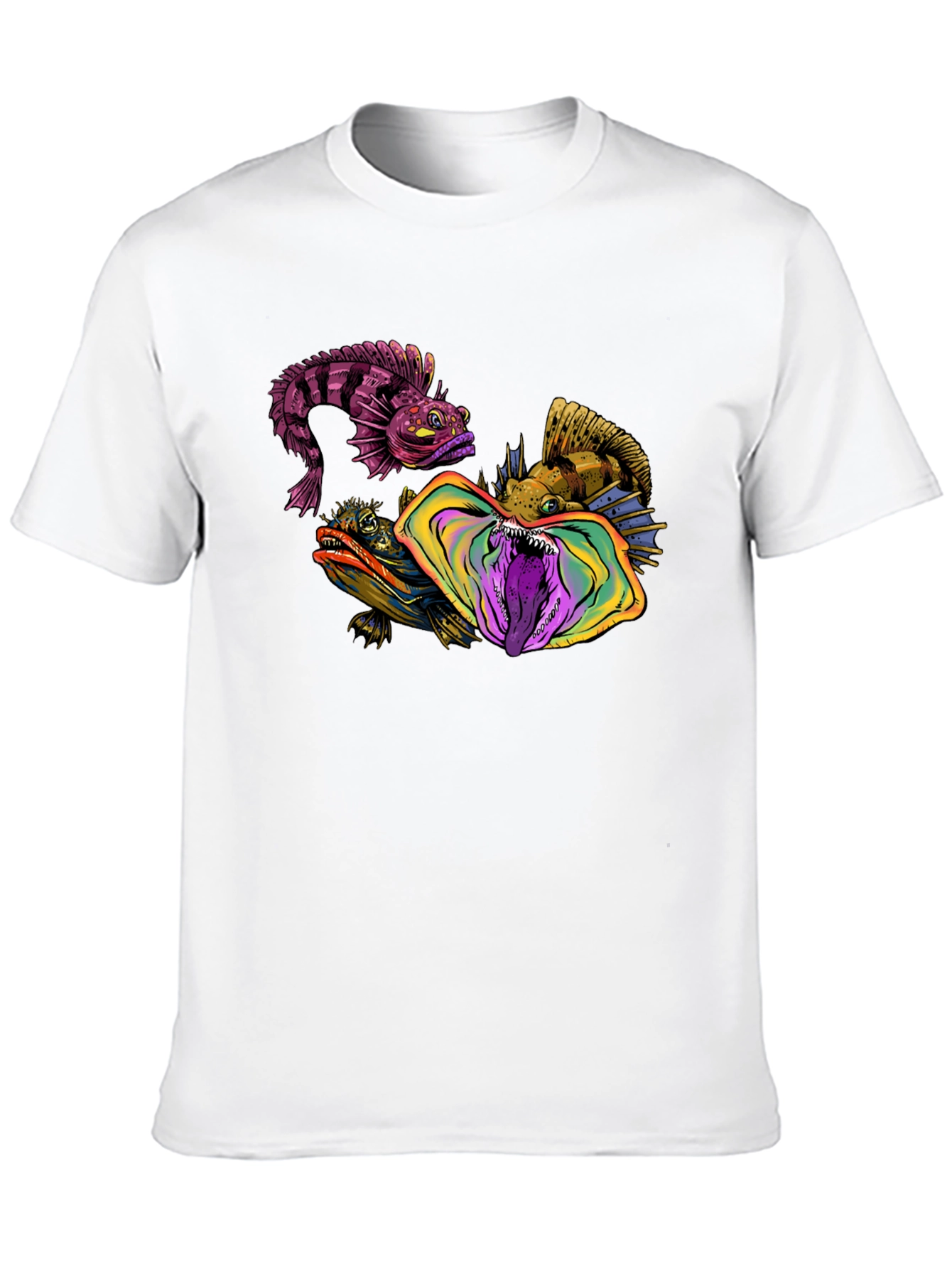 Unique Fish Graphic Print Black Tee