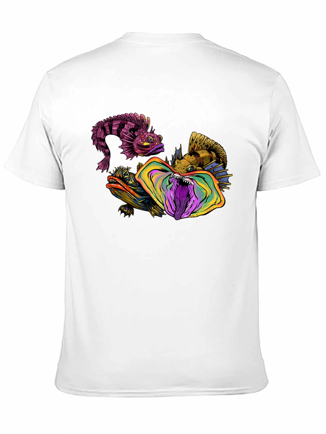 Unique Fish Graphic Print Black Tee