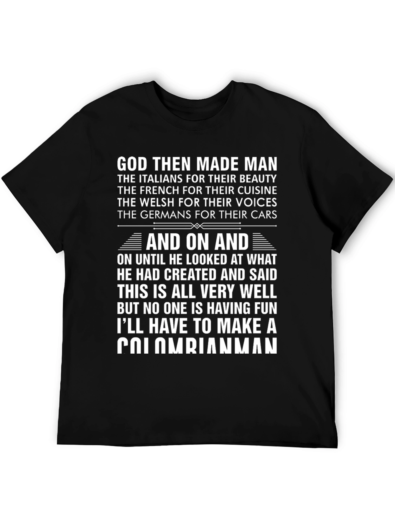 Funny Colombian Man T-Shirt Novelty